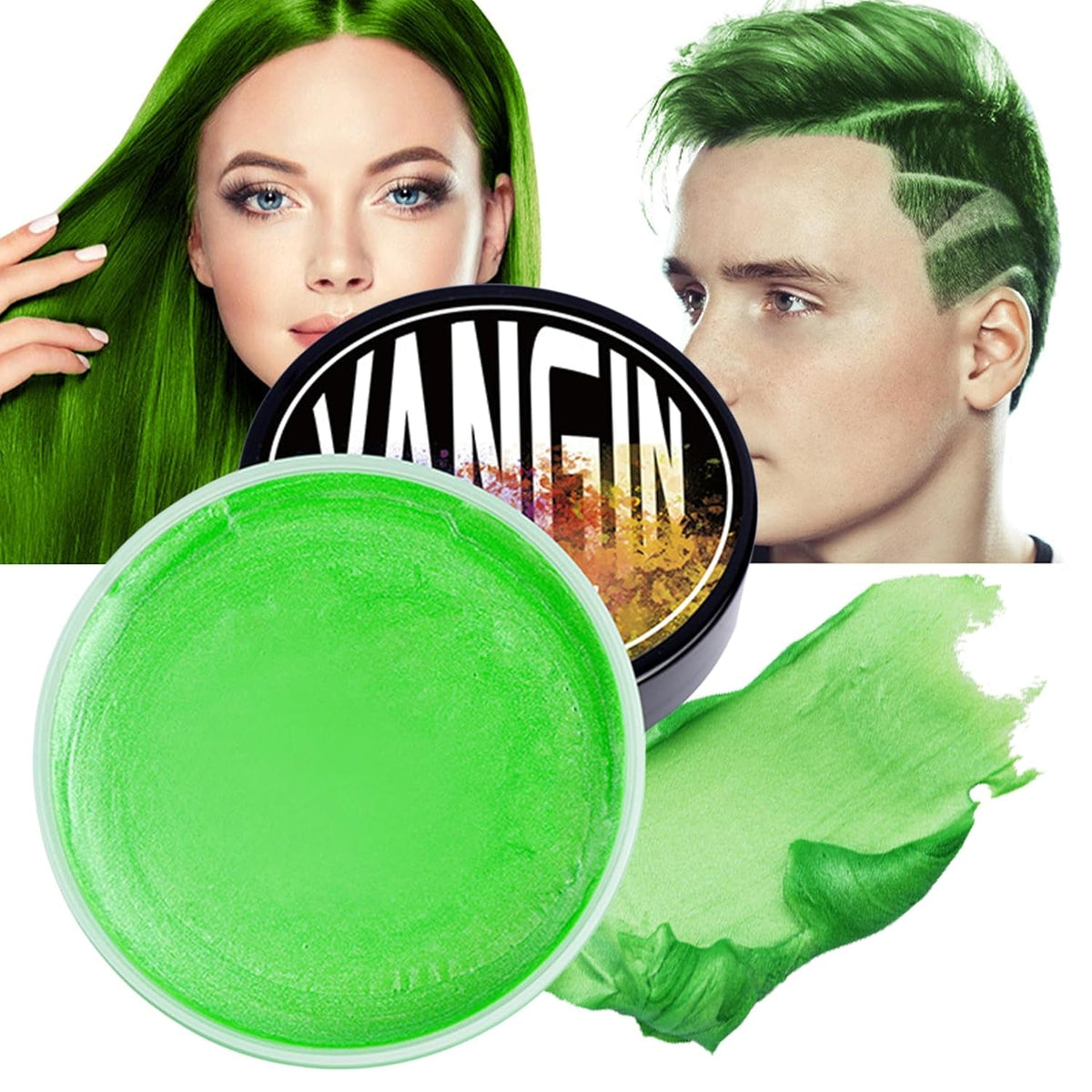 Teinture capillaire temporaire verte, ton de cheveux coiffant pour hommes femmes, pommade naturelle, cire de teinture capillaire pour fête, cosplay et Halloween, Noël, teinture capillaire temporaire en crème (100 g, vert) Naty Shop Teinture capillaire verte 1G (1 paquet)