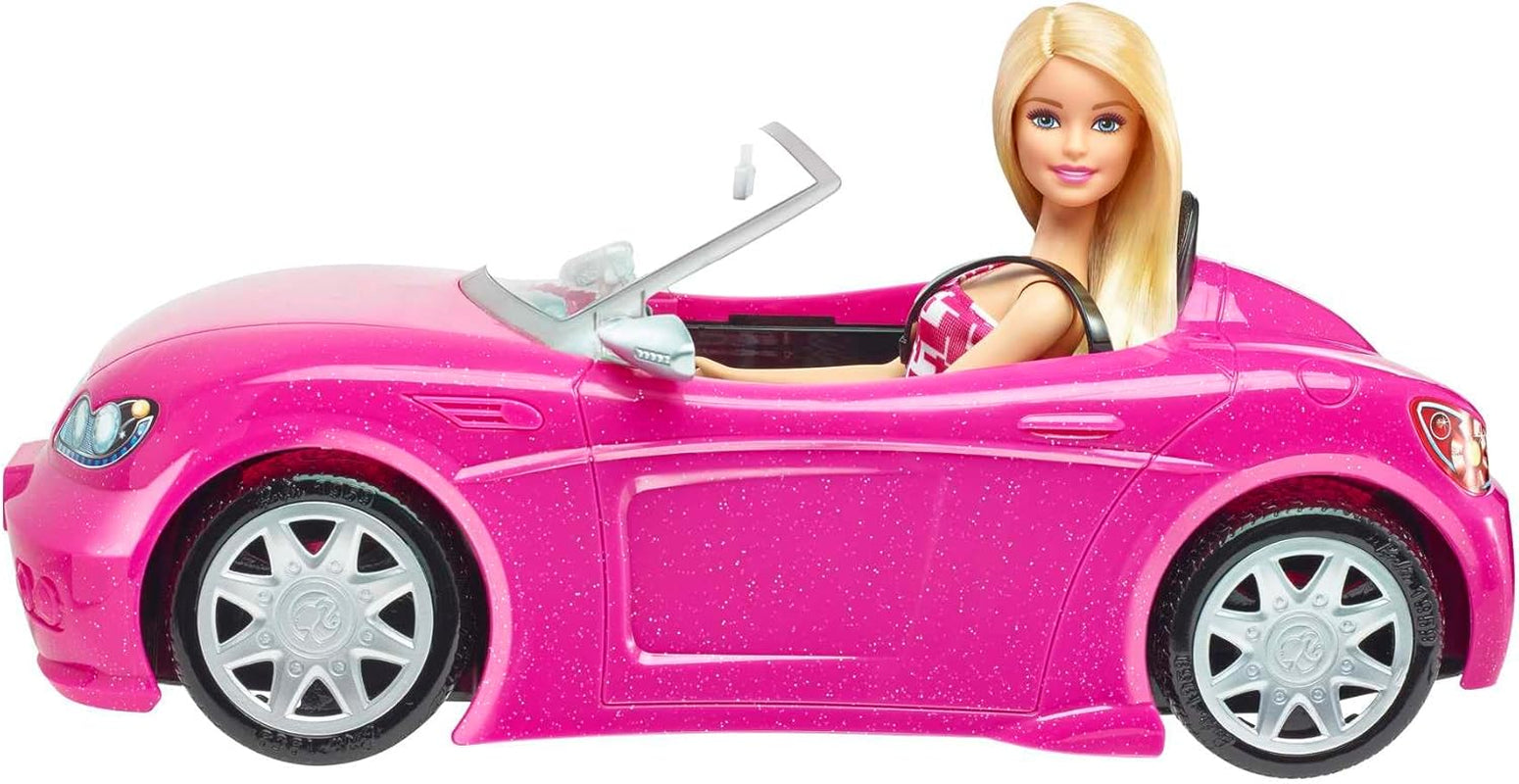 Poupée Barbie et cabriolet à paillettes roses, logo pneu réaliste, jouet 3 ans, DJR55 Naty Shop Dolls