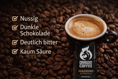 Dragon Coffee Massimo Espresso – Mittlere italienische Röstung | 70% Robusta / 30% Arabica | Café Ganze Bohnen | Crème Intensive | (5x1kg)