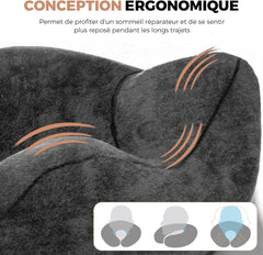 Oreiller de Voyage Gonflable, Oreiller de Voyage avec Masque de Sommeil + Bouchons d'Oreilles + Sac de Transport, Super Léger et Portable, Idéal pour Avion, Voiture, Maison, Bureau, Noir Naty Shop Oreillers de Voyage