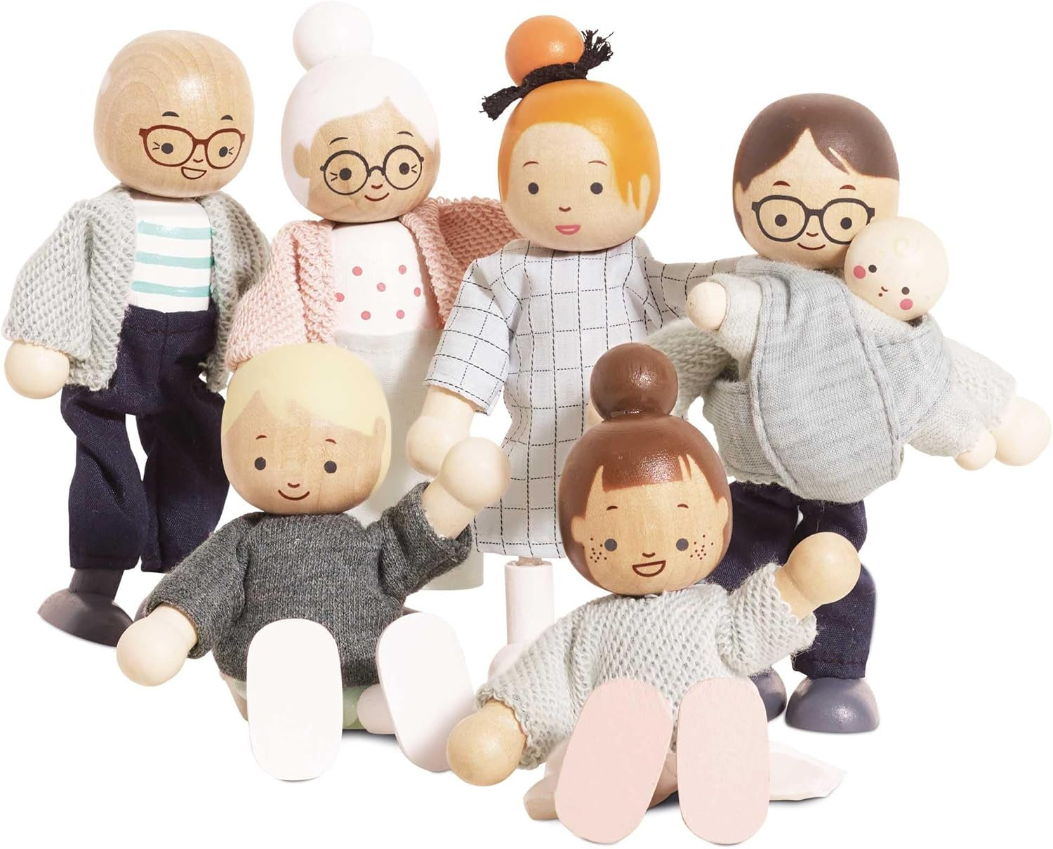 - Ma famille avec 4 chiots – Holz, Stoff – P053