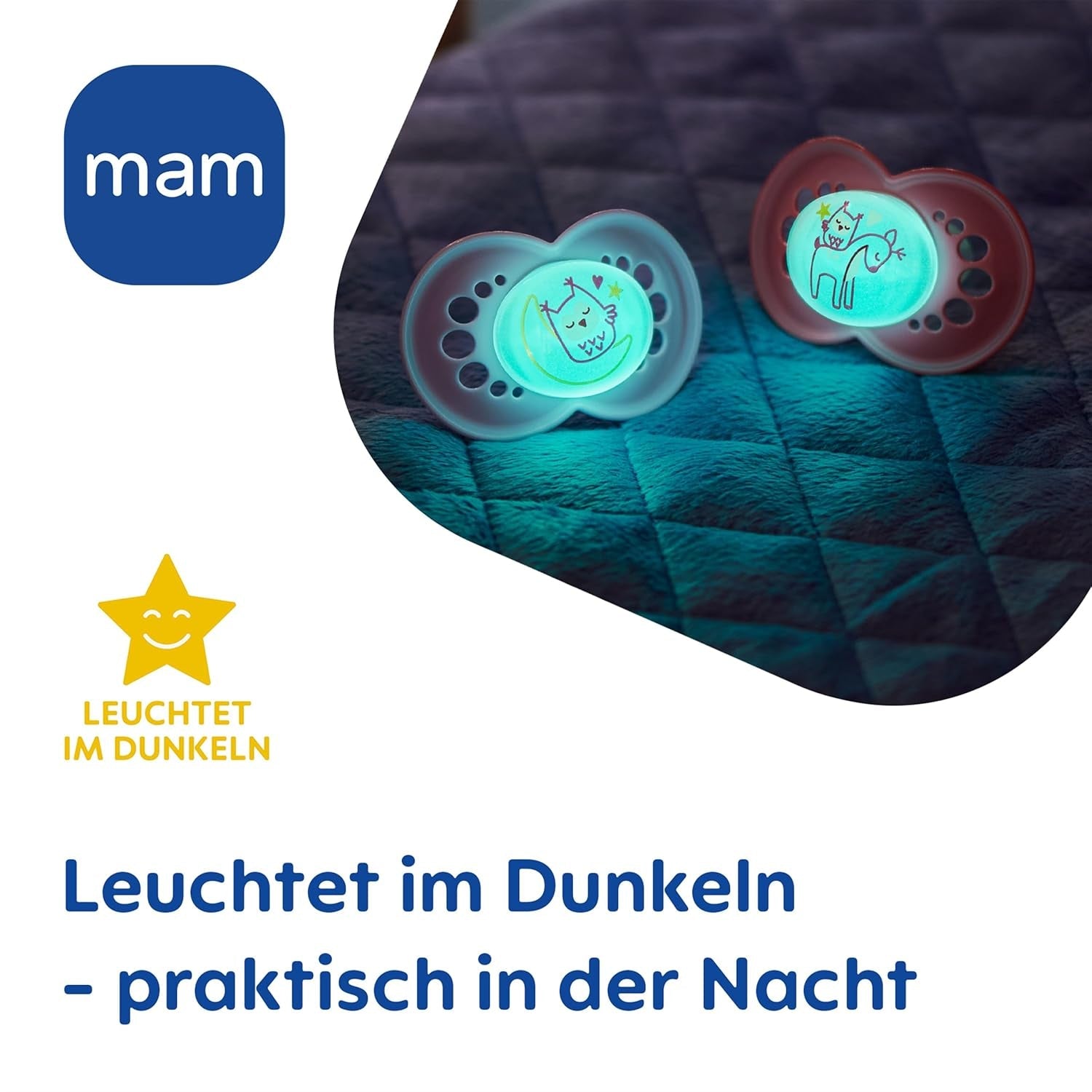 Sucettes MAM Original Day & Night Matt | 6-16 mois | Ensemble de sucettes | Acceptation 94% | Aide à prévenir l'alignement indésirable des dents | Développé en collaboration avec des dentistes Silicone SkinSoft | Modèle oiseau/hibou | Paquet de 4