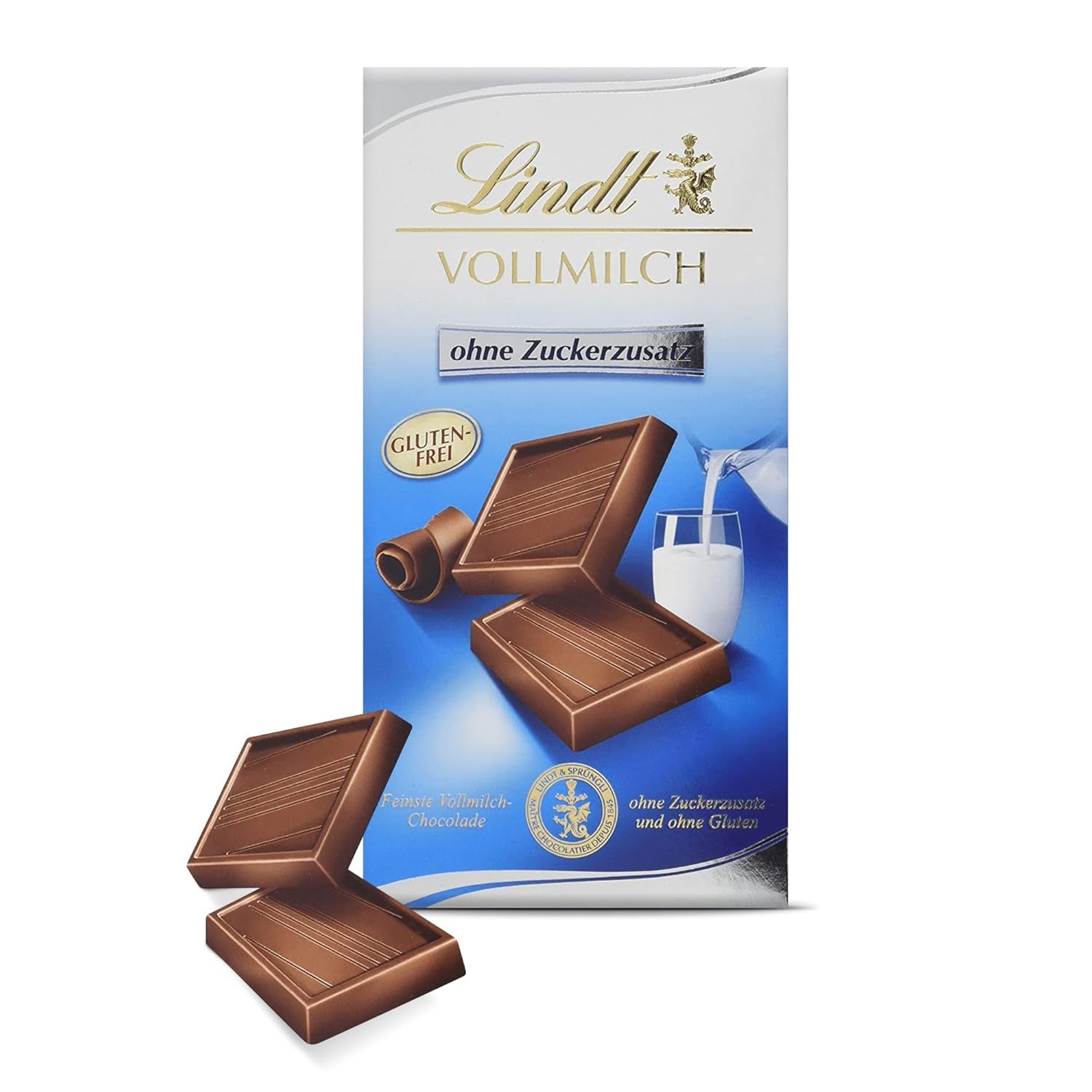 Chocolat au lait Lindt sans sucre ajouté | Barre 100g | Le meilleur et sans gluten | Cadeau chocolat