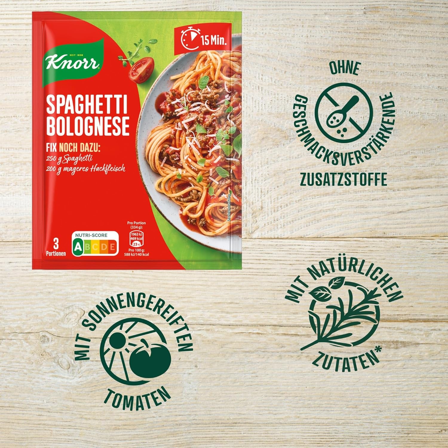 Knorr Fix Würzmischung Spaghetti Bolognese pour un délicieux plat de nouilles avec des ingrédients naturels 40 g