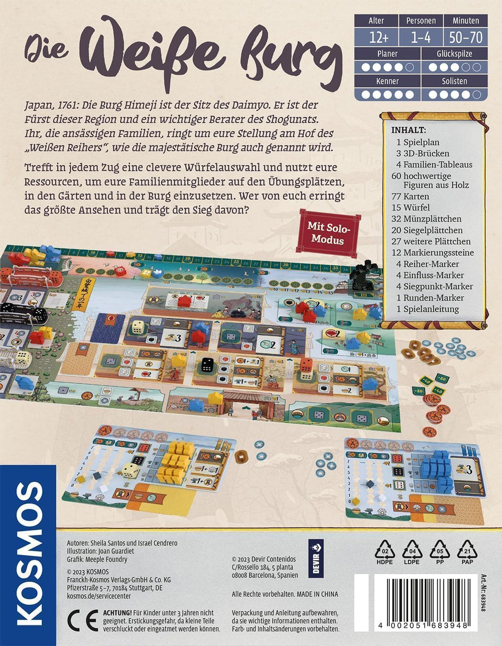 KOSMOS 683948 Le Château Blanc, à la Cour du Daimyo, jeu de stratégie avec un mécanisme de dés spécial, jeu de société pour 1 à 4 joueurs à partir de 12 ans, jeu pour les connaisseurs