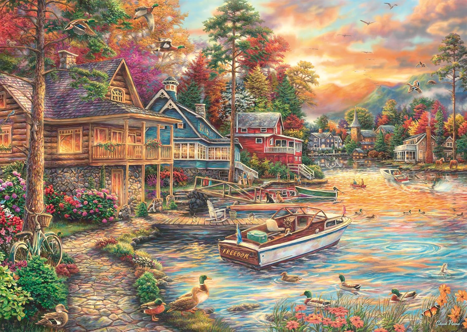 Schmidt Spiele 58553 Chuck Pinson, Shore in the Evening Gold, puzzle jigsaw 1000 piese Puzzle Naty Shop