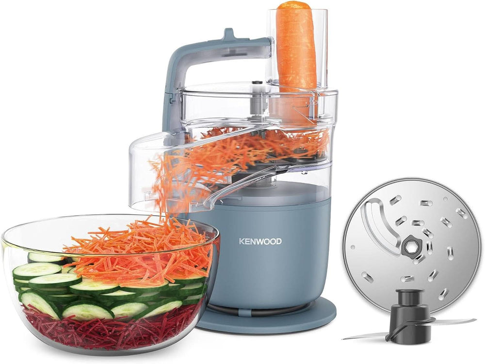 Kenwood Multipro Go FDP22.130GY, Machine de Cuisine Rapide Nur 30Cm Haute, Zum Schneiden, Reiben, Pürieren Und Teig Kneten, Express-Serve, 1,3 L Arbeitsbehälter, 650 W, Blau Mother and Child Naty Shop Blau Kompakt-Küchenmaschine