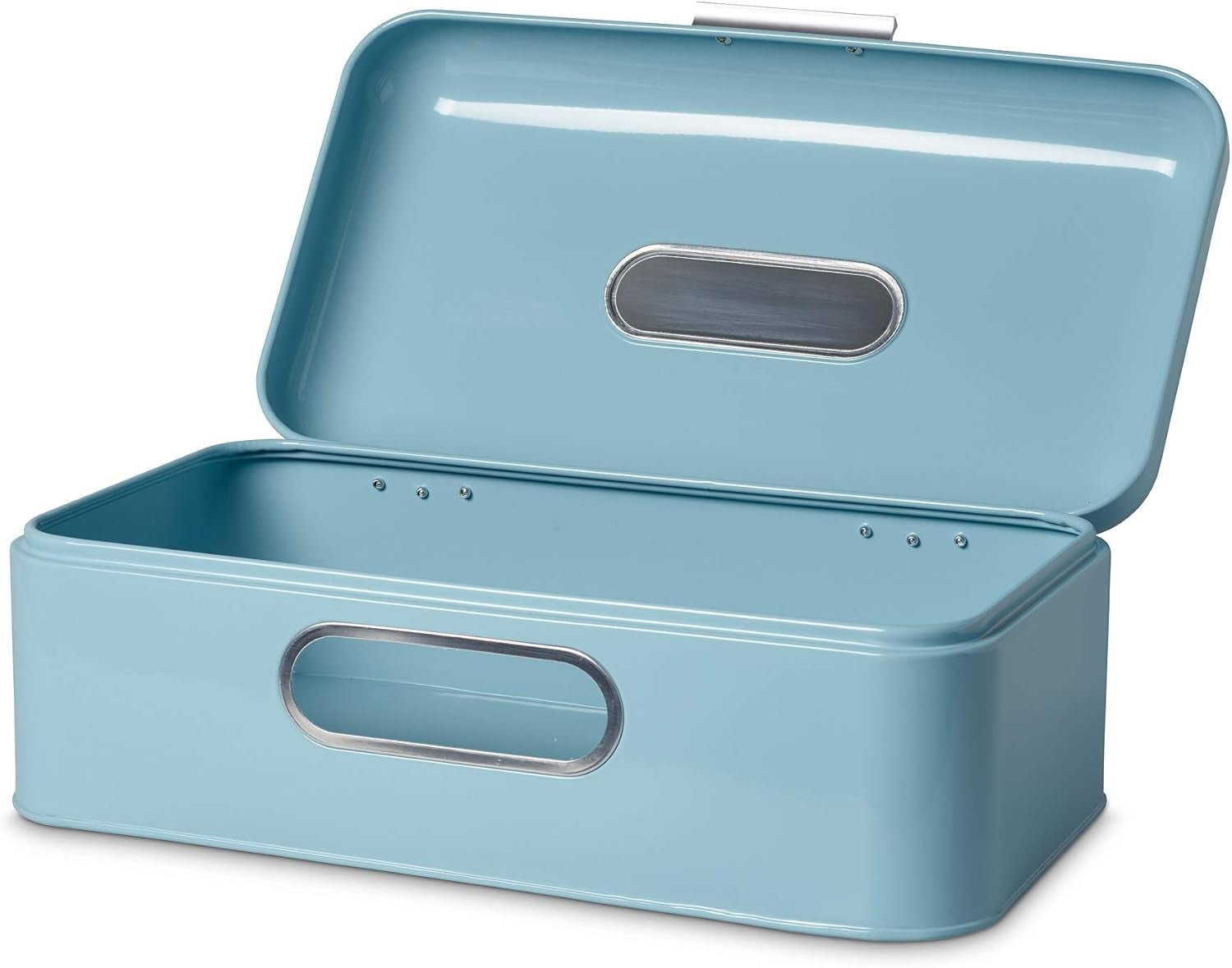 ECHTWERK Boîte à Pain Rétro en Métal avec Fenêtre de Visualisation et Couvercle, Ensemble de 3 Boîtes de Rangement Élégantes, Capacité 1,4 L, Boîtes de Conservation Alimentaires Rouges Naty Shop Bleu Clair Grand Simple