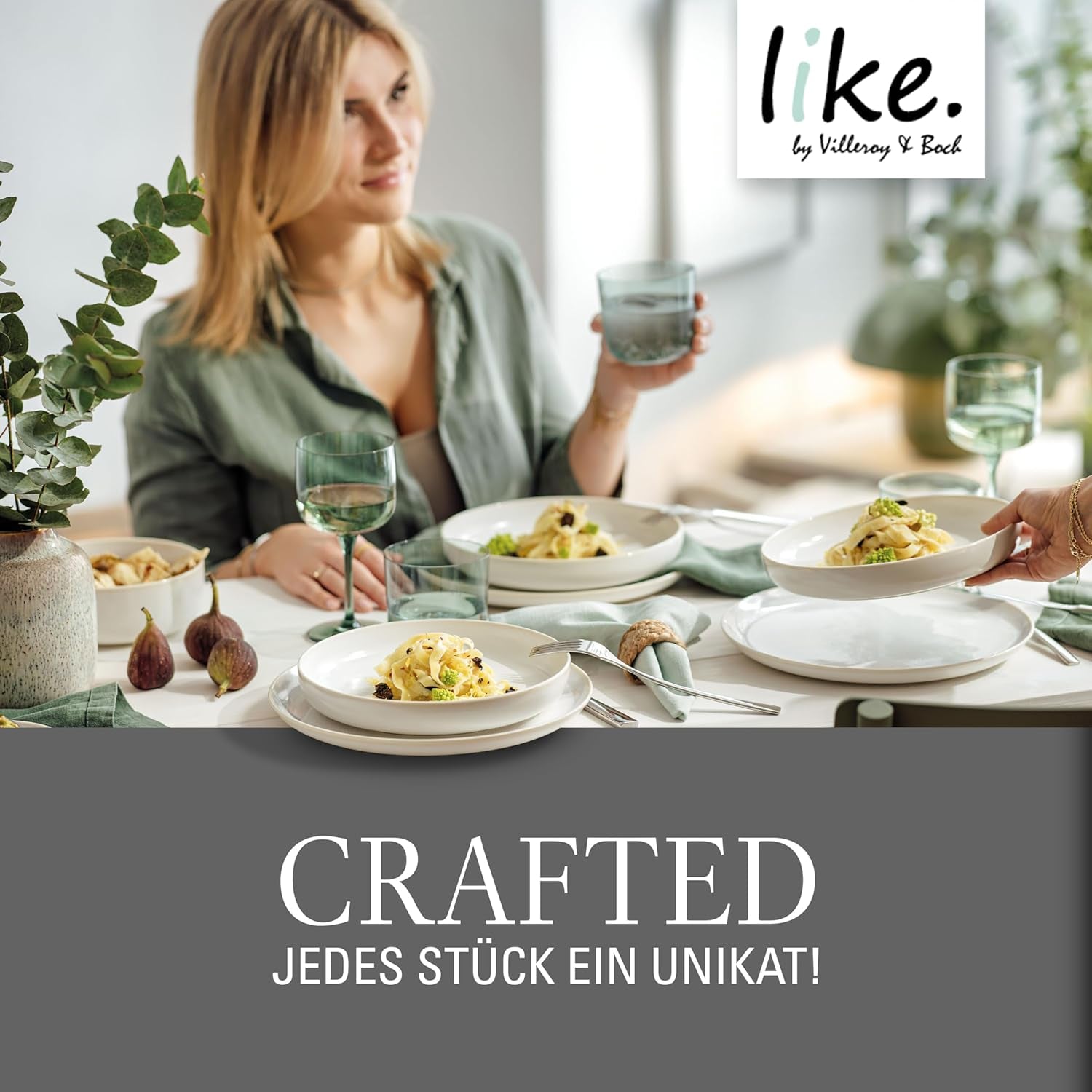 Like. by Villeroy & Boch – Crafted Cotton Frühstücks-Set 6 Teilig Weiß, Spülmaschinenfest, Mikrowellensicher, Geschirr Set, Geschirrset, Service Mit Frühstückstellern, Pottery-Look, Premium Porzellan Seturi vesela masa Naty Shop