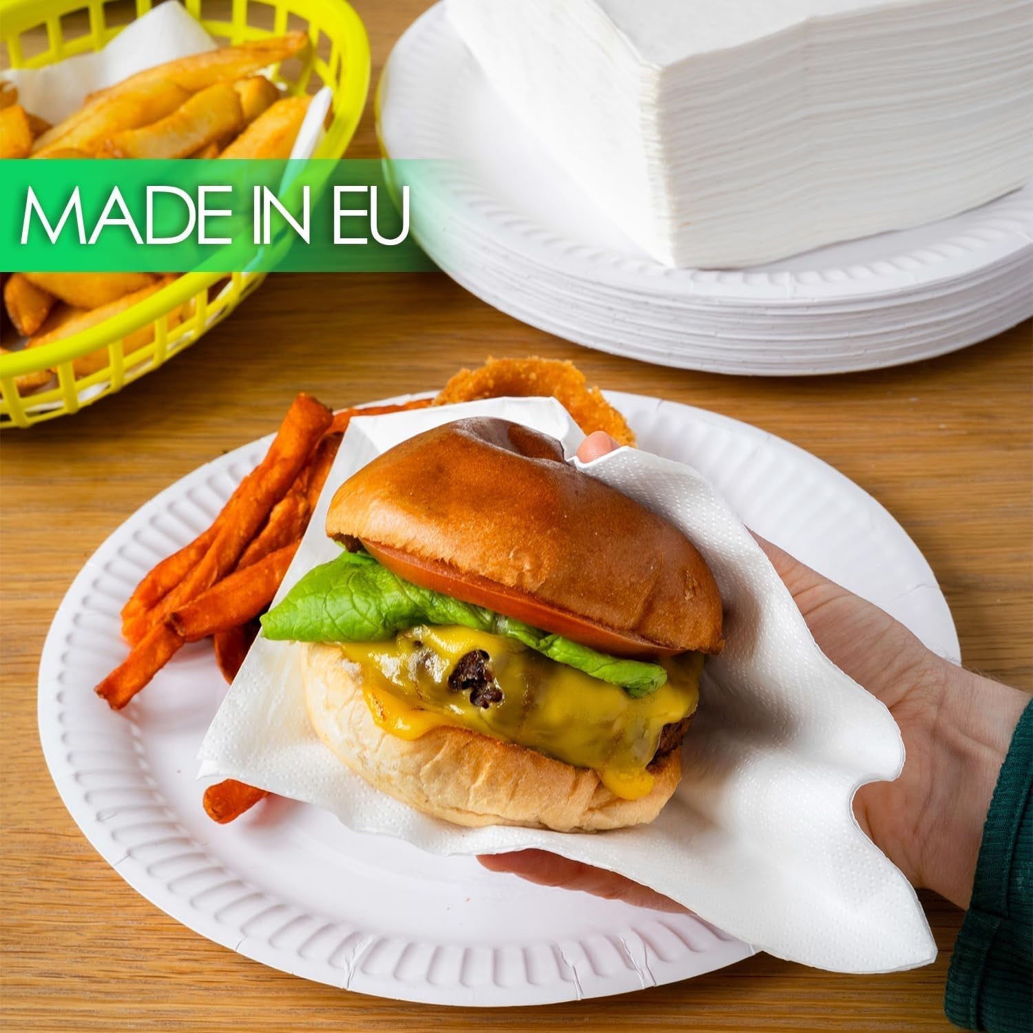 Table Kind 100 serviettes blanches douces en vrac, serviettes de haute qualité pour les fêtes, la restauration et un usage quotidien, FSC, durables et recyclables, fabriquées dans l'UE | 2 plis | 33 cm