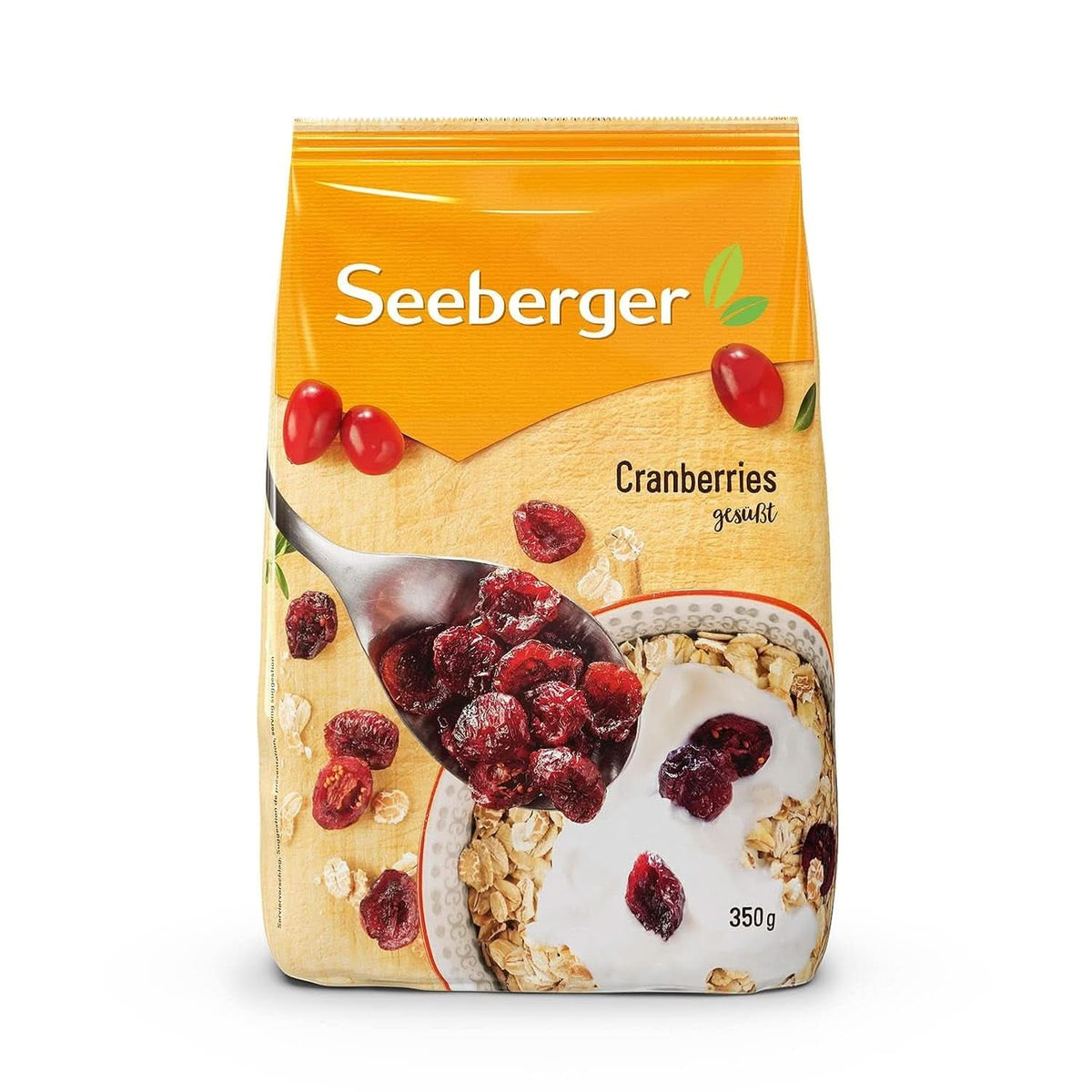 Seeberger, canneberges canadiennes coupées en deux, produits déshydratés fruités et sucrés Naty Shop 8 x 350 grammes