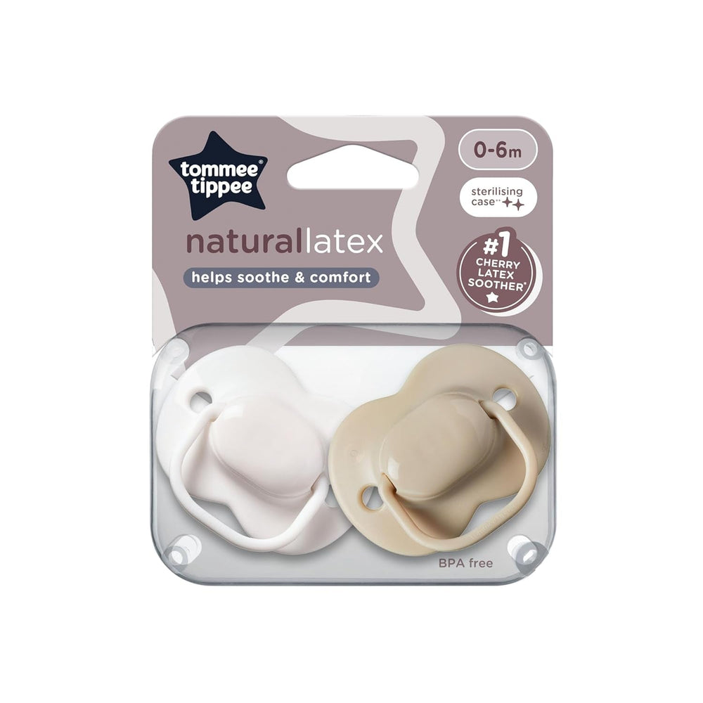 Tommee Tippee Sucettes en latex cerise 0-6 mois paquet de 2 sucettes en latex 100 % naturel