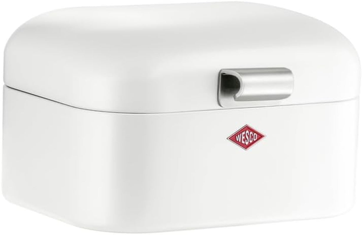 Wesco Mini Grandy Boîte à Pain Rose, Tôle d'Acier Enduit de Poudre, Trous d'Aération et Poignée Robuste Boîtes de Conservation des Aliments Naty Shop Blanc