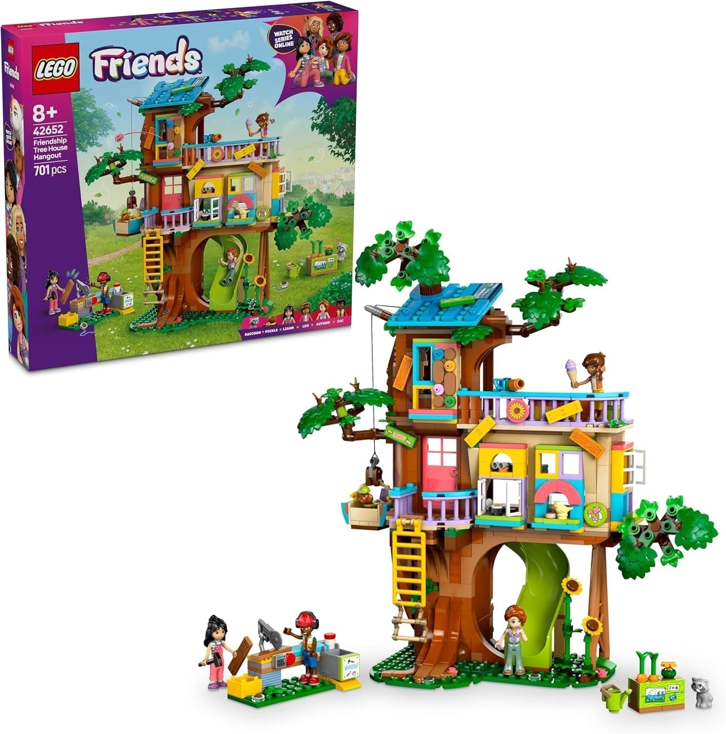 LEGO Friends Treehouse - Ensemble de construction et de jeu pour jeu de rôle, maison de jouets pour filles de 8 ans, ensemble avec 4 figurines de personnages et 2 figurines d'animaux, idée cadeau pour les enfants 42652 Ensembles de construction Besuche den LEGO-Store Default Title