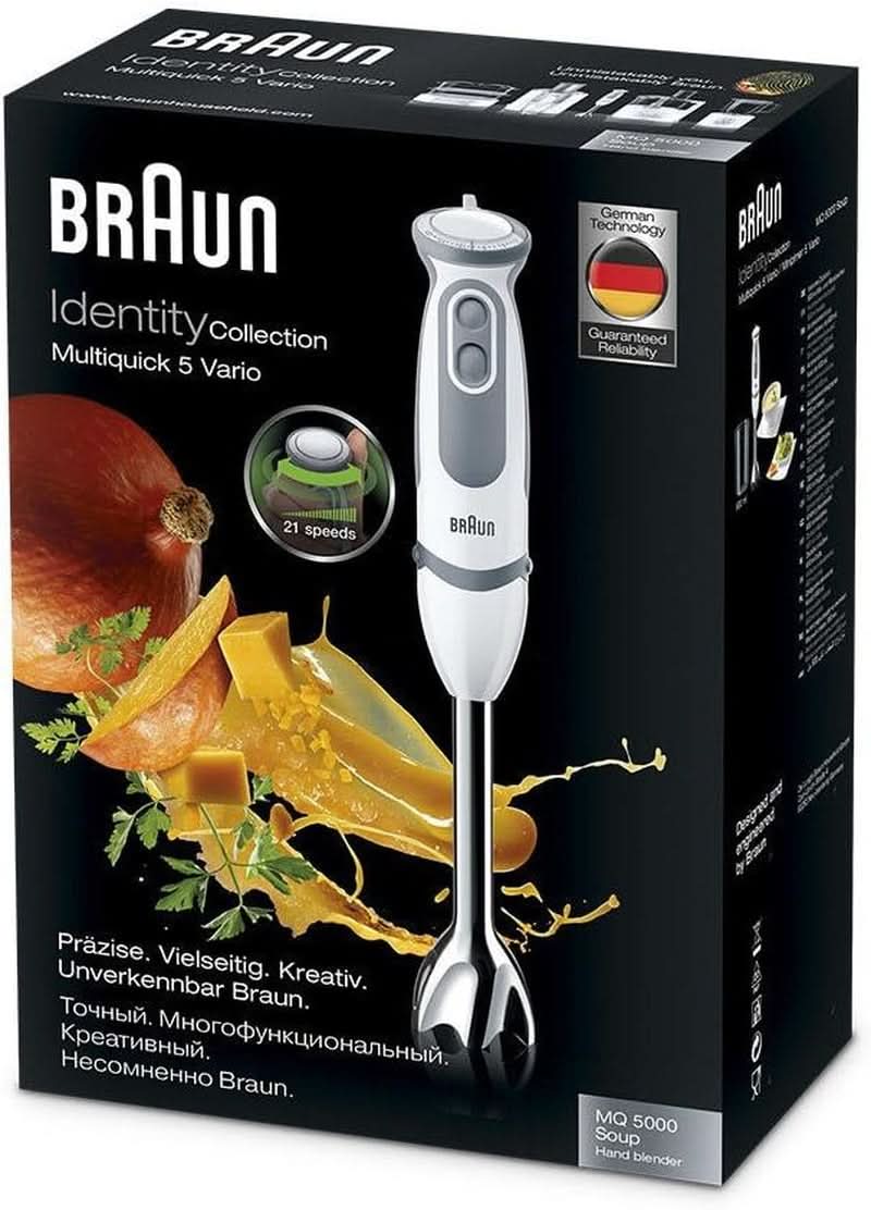 Braun Multiquick 5 Vario MQ 5000 Batteur sur socle | 750 W | Système Easyclick | Technologie Powerbell | 21 Geschwindigkeitstufen | Mixen Und Pürieren Mère et Enfant Naty Shop
