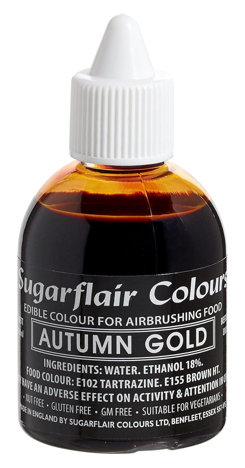 Sugarflair Colorant Alimentaire Aérographe Or Doré Colorant Alimentaire Liquide Comestible Aérographe Colorant Gâteaux Muffins Glaçage et Décoration de Gâteaux - 60 ml