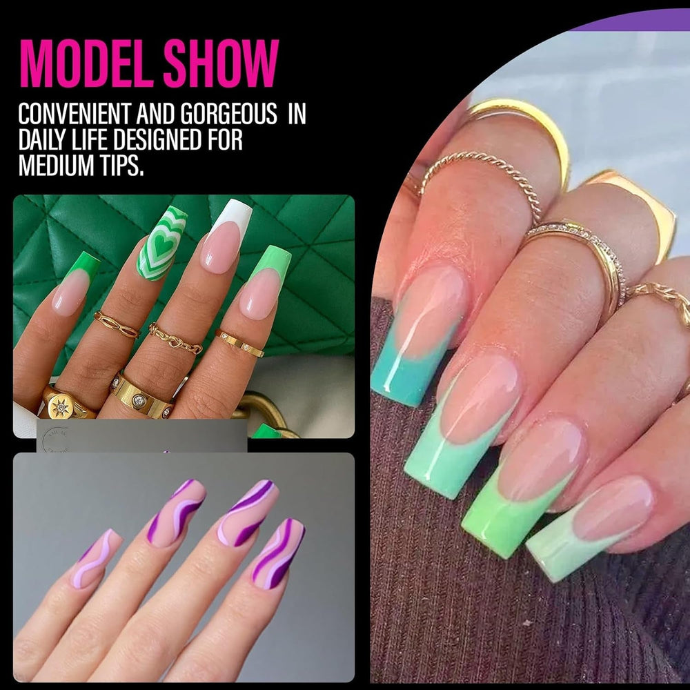 Types d'ongles en Gel moyen Ballerine, 504 pièces: pointes d'ongles en Gel PMMA, Extensions d'ongles, ongles artificiels, 12 tailles