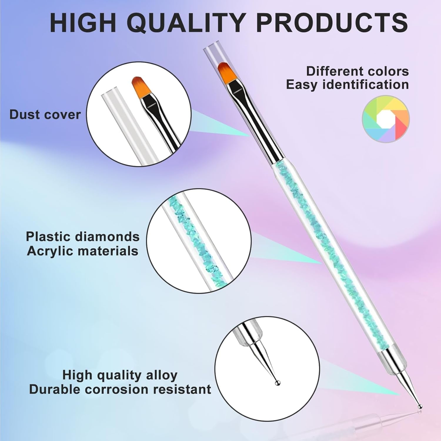 5 pièces Nagel Pinsel, Pinsel Für Gelnägel, Nageldesign Pinsel, Nail Art Dotting Tools, pour Herstellen von Nagellack, Punktieren, Feinmalerei, DIY