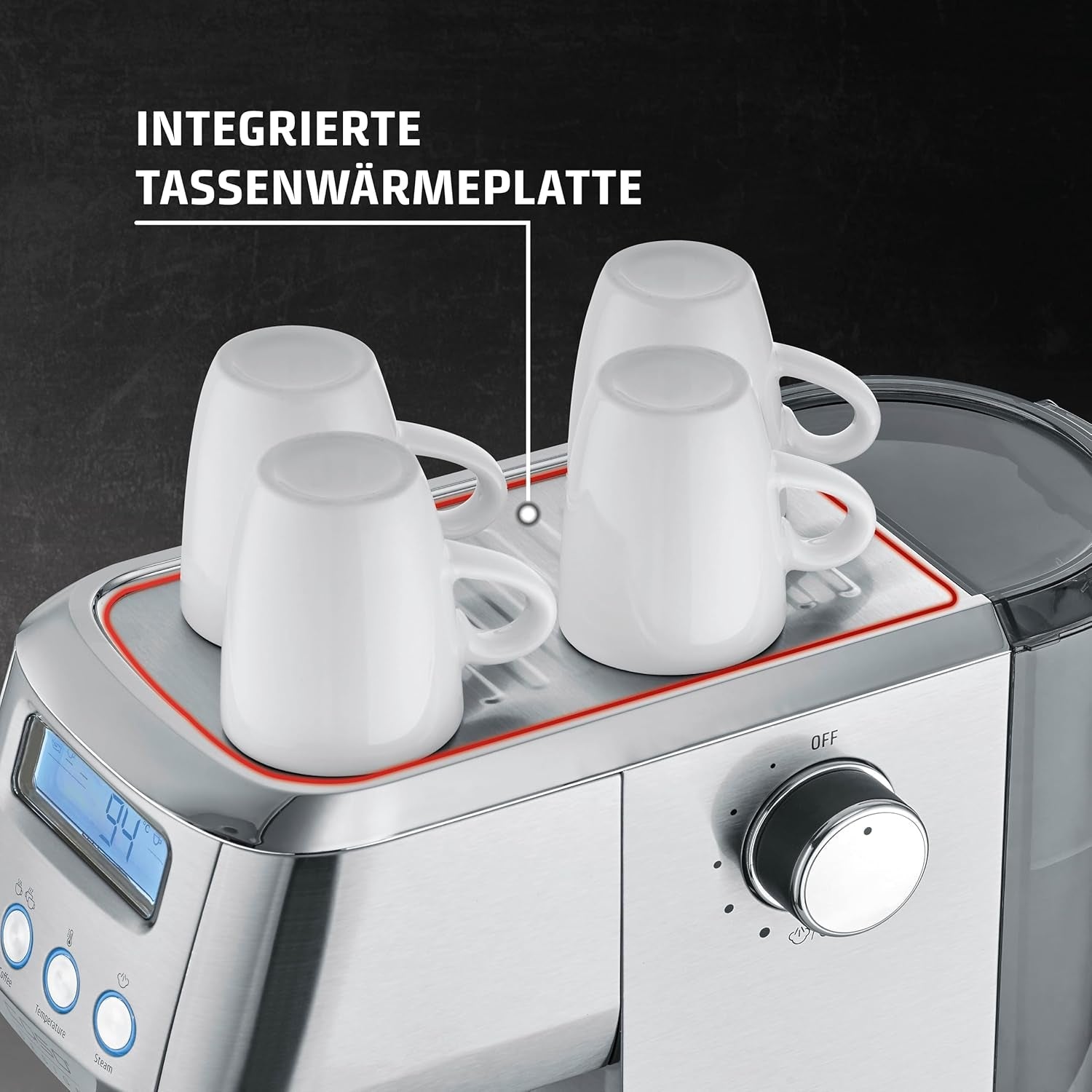 CASO EspressoGourmet Crema - Machine à expresso porte-filtre avec mousseur à lait, expresso, cappuccino, porte-filtre en acier inoxydable, pompe ULKA 20 bars, machine à café, café moulu, capsules ESE