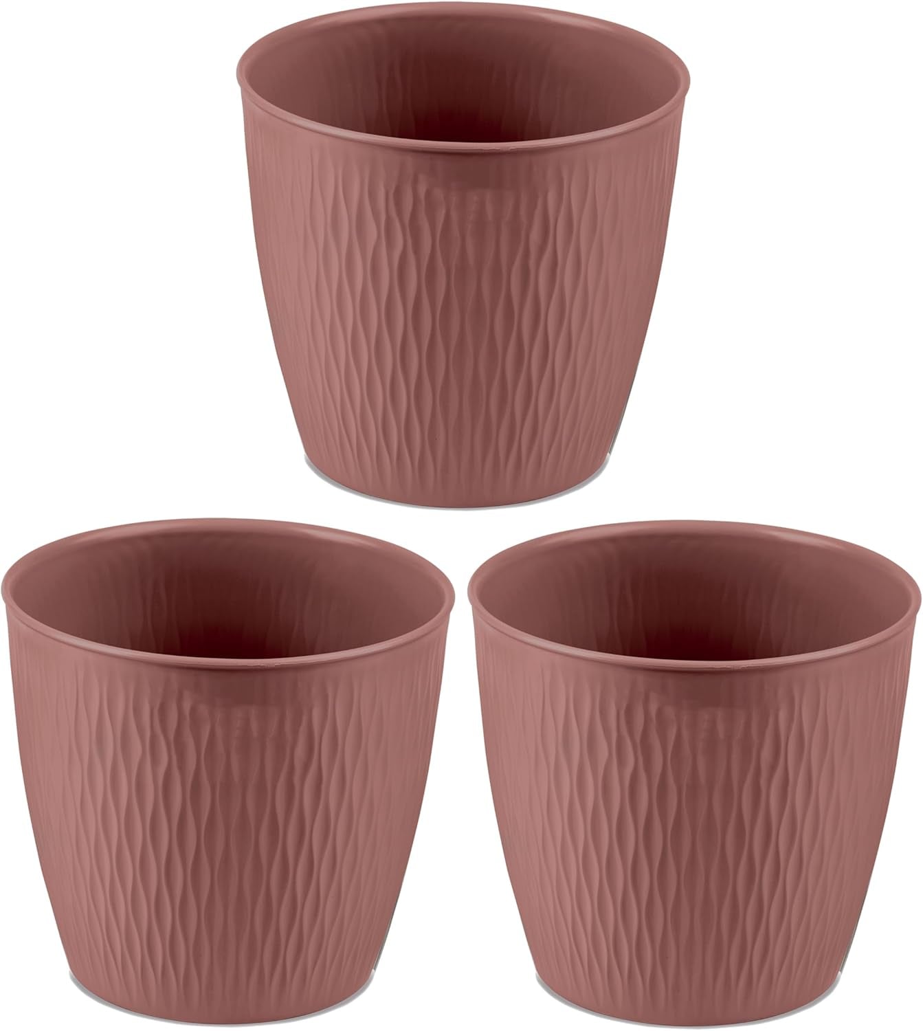 Lot de 5 pots marron diamètre 16 cm - Pots en plastique robustes - Jardinière décorative avec possibilité de drainage - Pot élégant pour l'intérieur et l'extérieur
