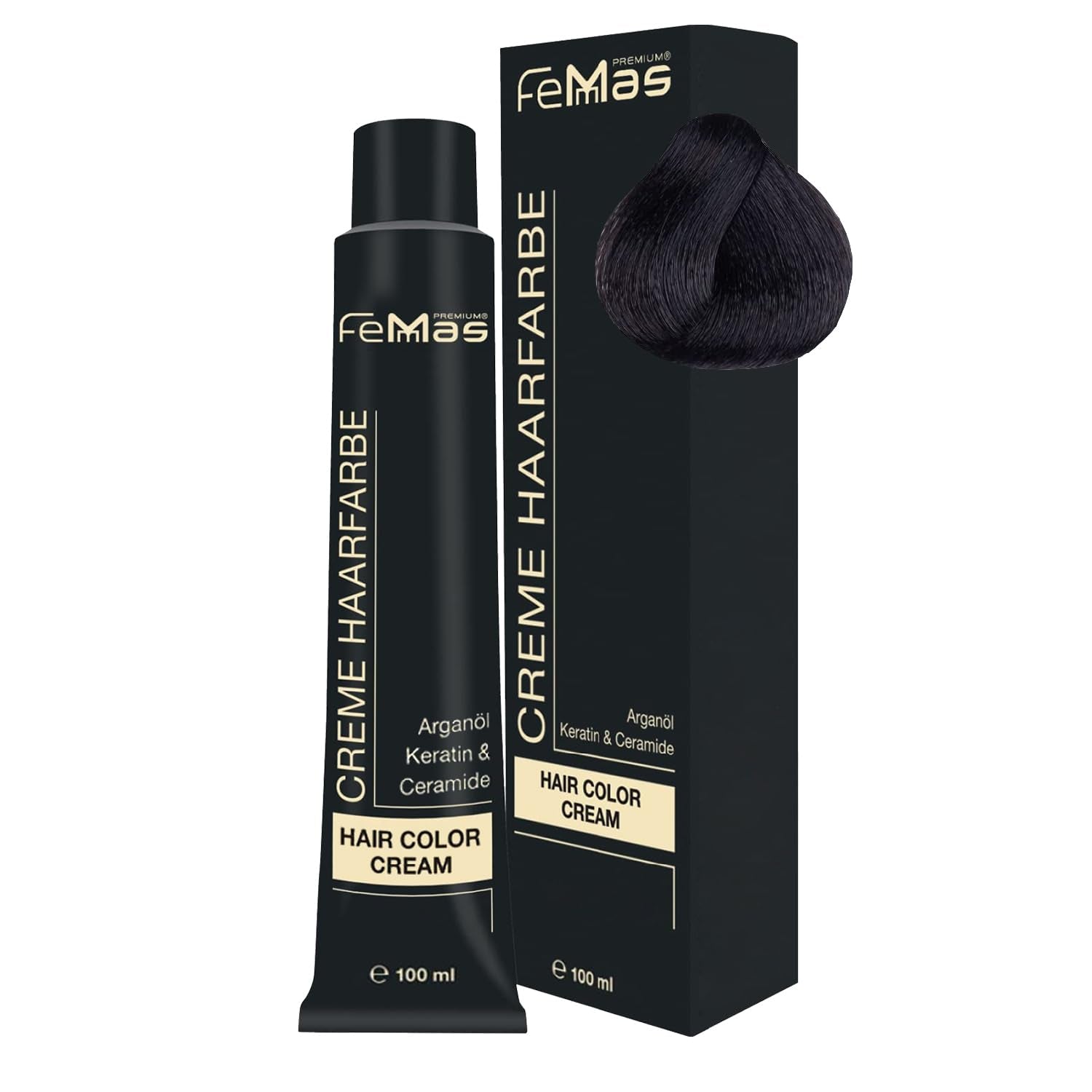 FemMas Hair Colour Pure & Mix Red I Cremă profesională cu ulei de argan, keratină și ceramide I Ca o vopsea de păr permanentă sau nuanță pentru rezultate radiante, de lungă durată I 100 ml Vopsea pentru par Naty Shop Negru-maroniu 2 Pachet de 1