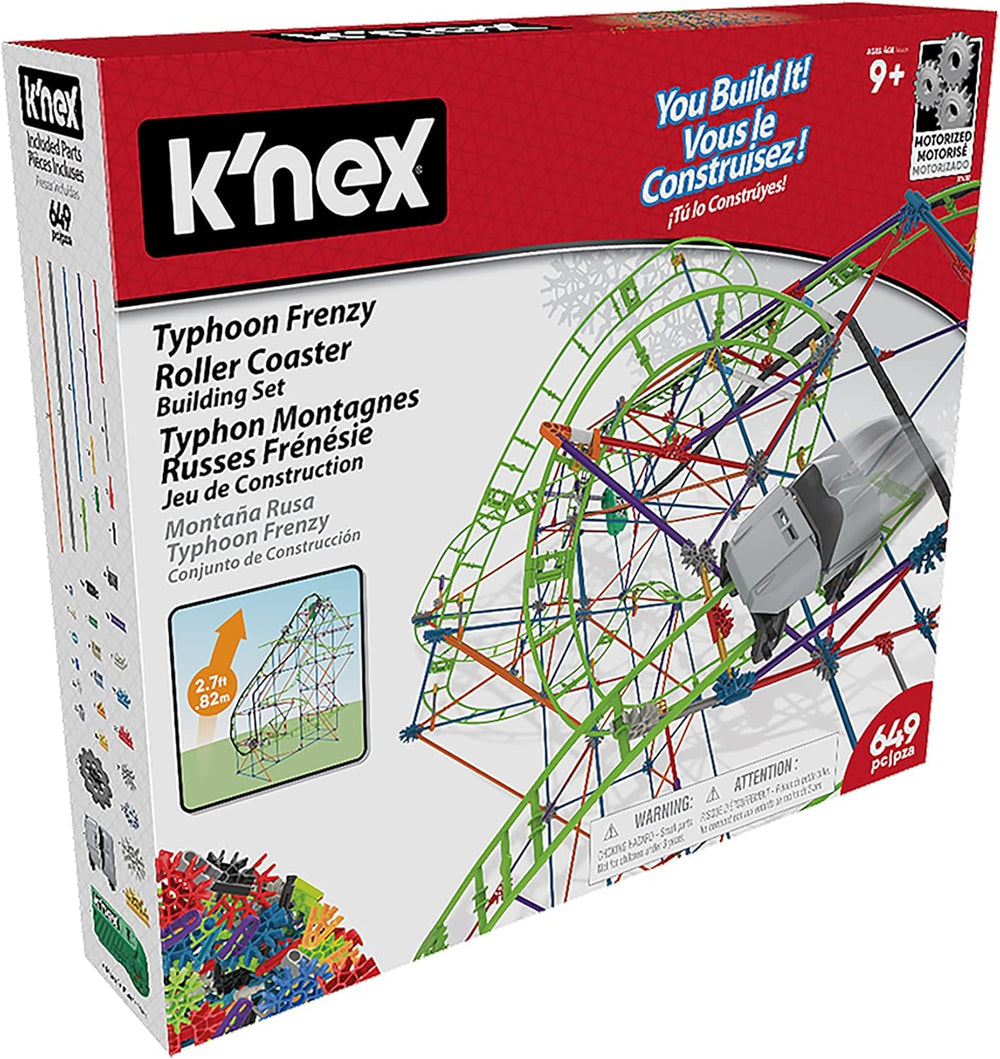 K'NEX 51438 Typhoon Frenzy Roller Coaster, modèle 2 en 1, ensemble de construction coloré pour garçons et filles, jouet de 19 pieds, ensemble de construction pour enfants de 640 pièces pour enfants âgés de 9 ans et plus