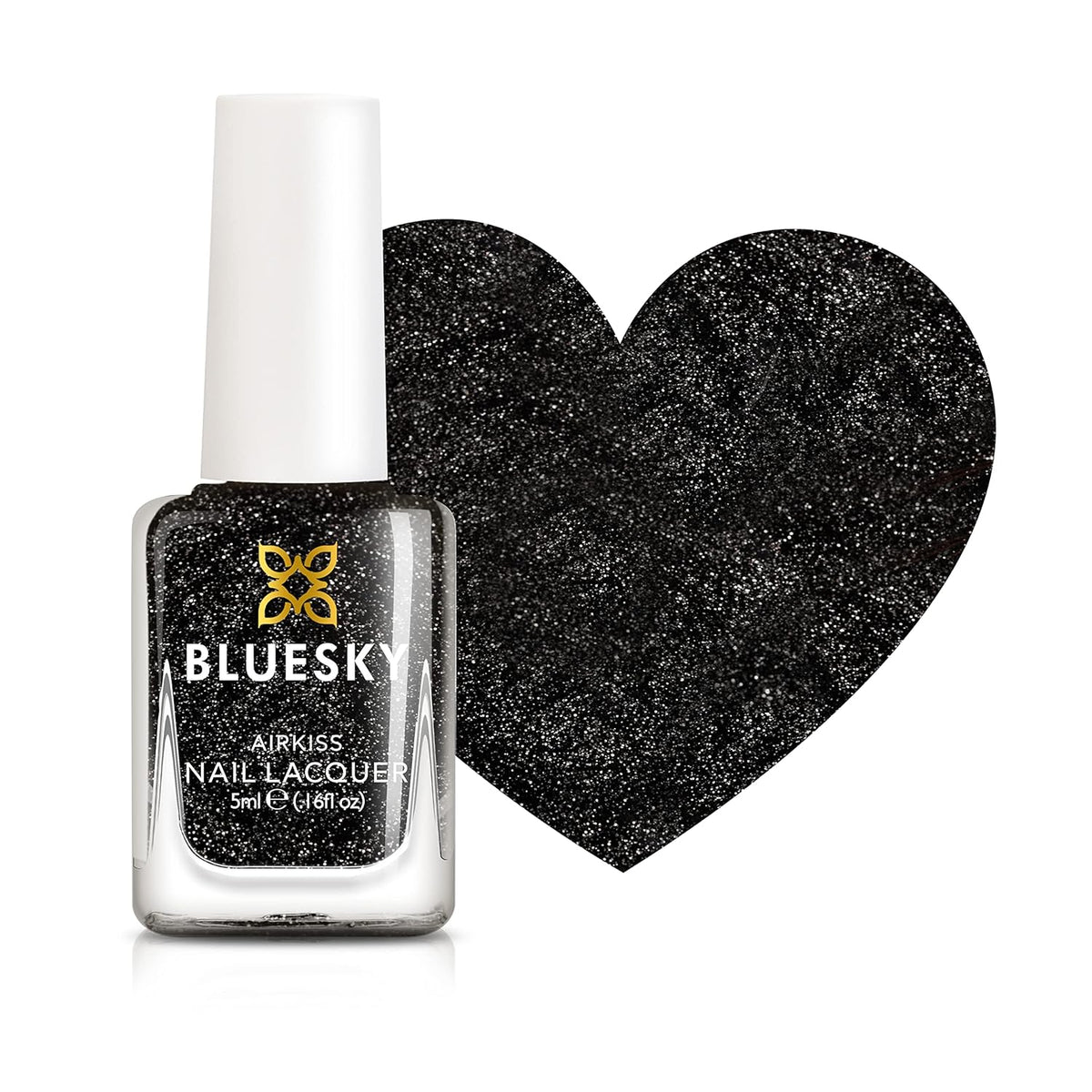 Bluesky Vernis à ongles pour enfants – Rockstar, paillettes noires, facile à enlever, non toxique, à base d'eau, sans odeur – Vernis à ongles gratuit pour enfants, 5 ml, lot de 1