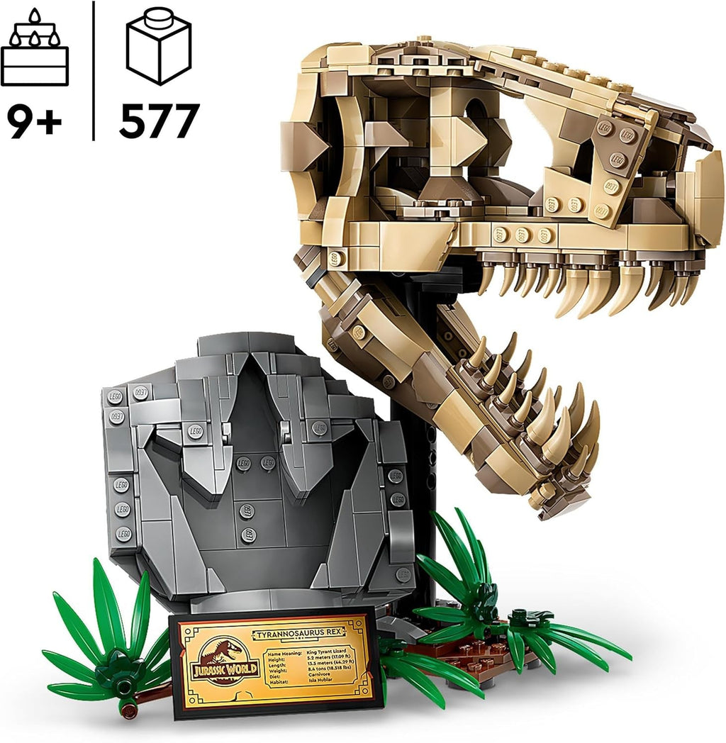 LEGO Jurassic World Dinosaur Fossils: T. Rex Head, jucărie dinozaur de construit, decor dinozaur pentru camera copiilor, craniu T-Rex schelet cu amprentă, cadou pentru băieți și fete 76964 Seturi de constructie Besuche den LEGO-Store
