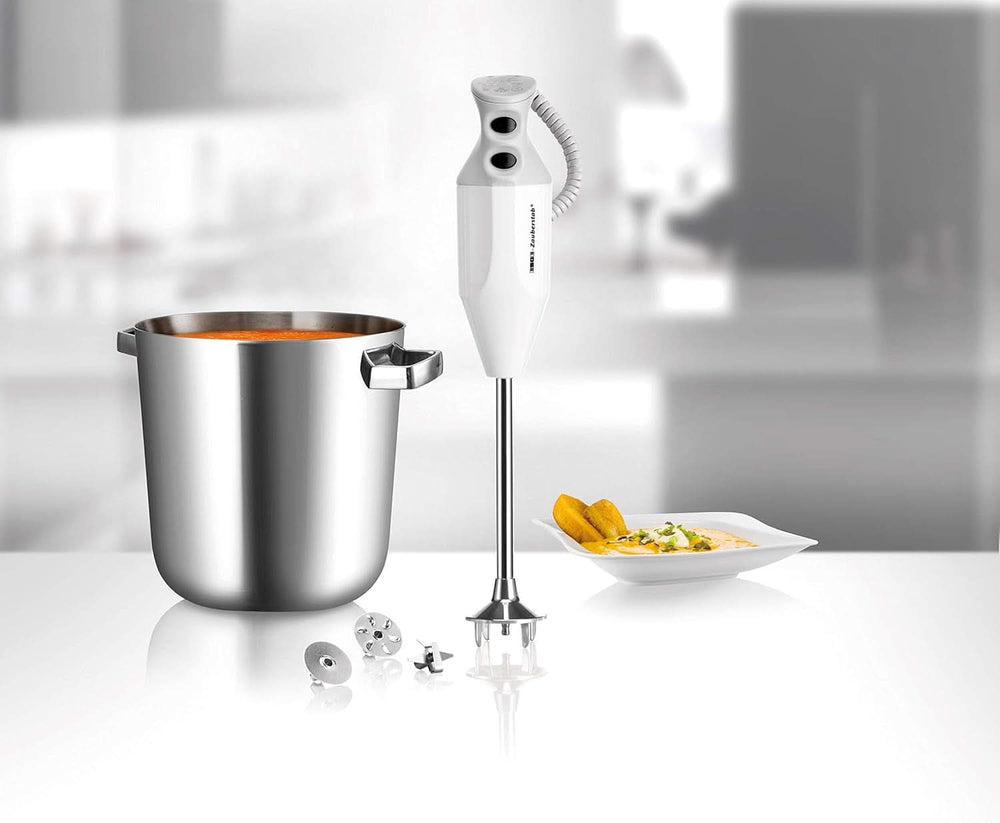 ESGE Zauberstab P 200 Profi, Stabmixer Weiß Inkl. Zubehör, Bis Zu 17 000 U/Min, 90860, Weiß/Grau Cuisine Naty Shop