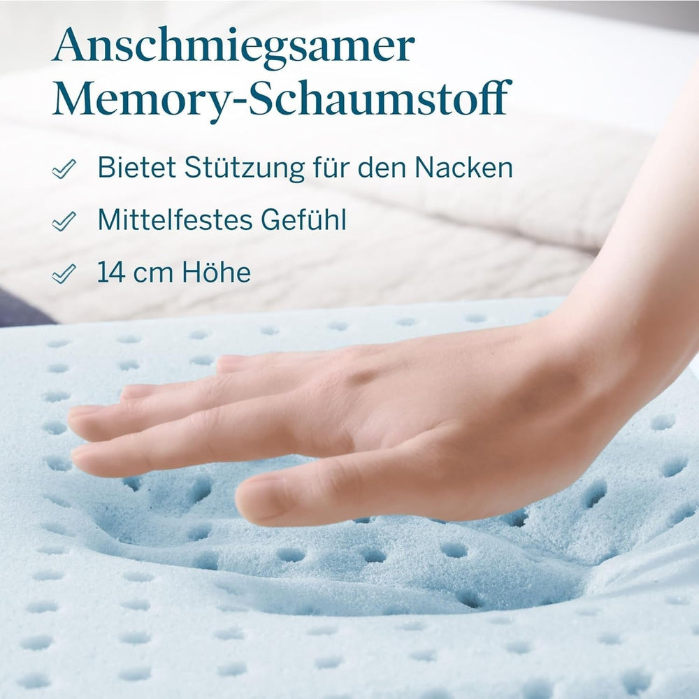 Oreiller LUCID à mémoire de forme avec gel 40x60 cm - respirant - effet rafraîchissant - housse lavable - oreiller certifié Oeko-Tex, blanc