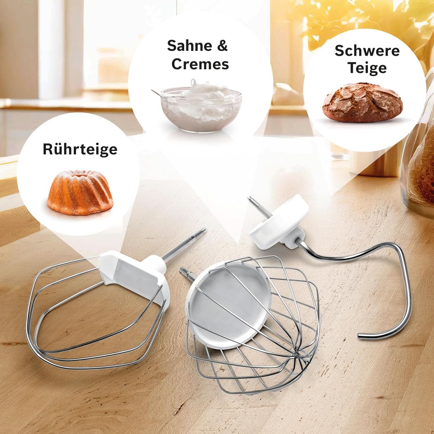 Bosch Küchenmaschine Serie 2 MUMS2EW00, Edelstahl-Schüssel 3.8 L, Planetenrührwerk, Knethaken, Schlag-, Rührbesen Edelstahl, 4 Arbeitsstufen, DurchOptiones Zubehör Erweiterbar, 700W, Weiß Kitchen Naty Shop