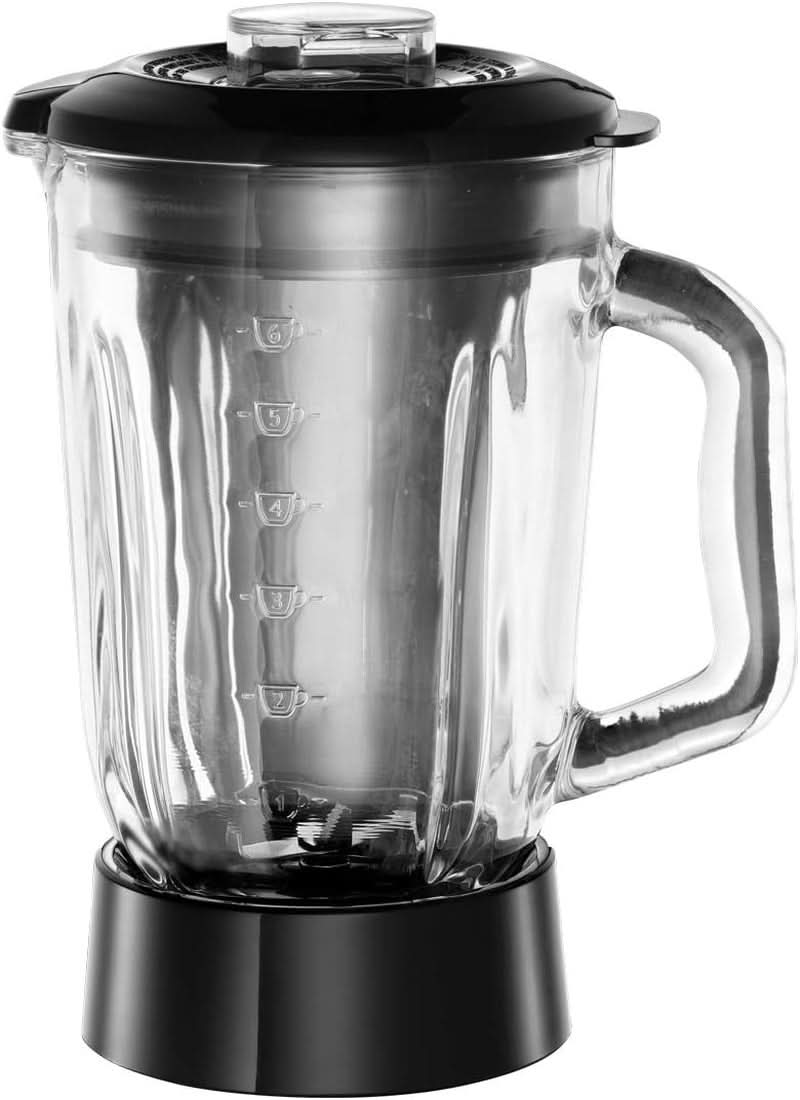 Russell Hobbs Batteur sur socle [1,5 L Glasbehälter] Matt Schwarz (Moteur Starker 0,9 PS, Fonction Impulsion/Ice-Crush, Edelstahlmesser, Mélangeur sans BPA, Elektrischer Zerkleinerer, Smoothie-Maker) 24722-56 Kitchen Naty Shop