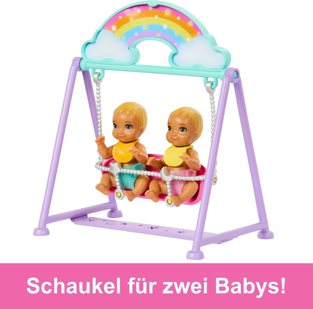 Poupée Barbie Skipper et chambre de bébé avec accessoires, comprend des poupées jumelles, 1 berceau, 1 balançoire, 1 bascule et plus, HXM99 Naty Shop Dolls