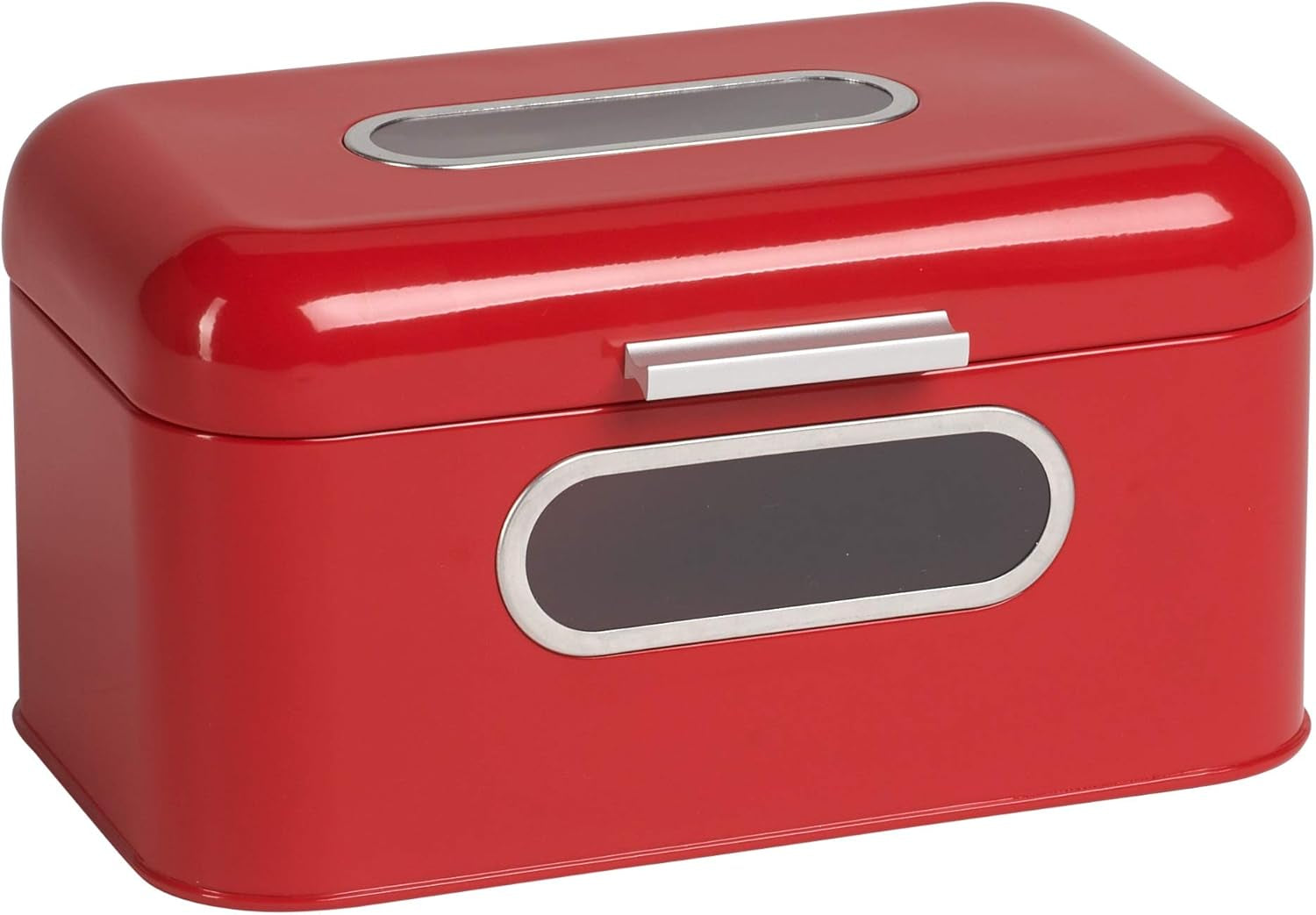 ECHTWERK Corbeille à Pain Rétro en Métal avec Fenêtre et Couvercle, Ensemble de 3 Boîtes de Rangement Élégantes, Capacité 1,4 L, Boîtes de Conservation Alimentaires Rouges Naty Shop Rouge S Simple