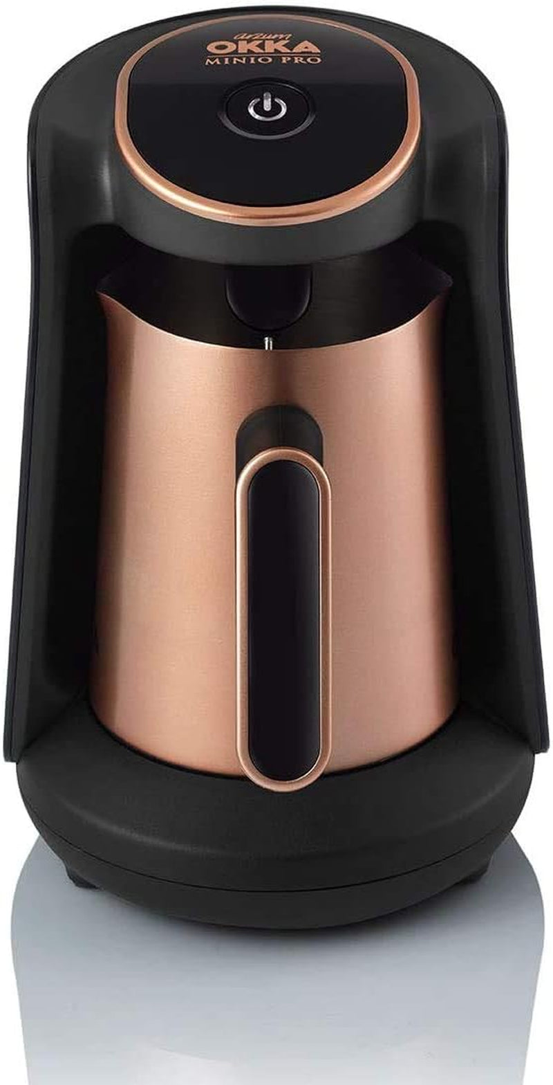 Arzum Okka Minio Cafetière turque, Moka, 1 à 4 tasses, pot en acier inoxydable de 300 ml, protection contre les déversements, système de brassage intelligent, pot lavable, 480 W, cuivre
