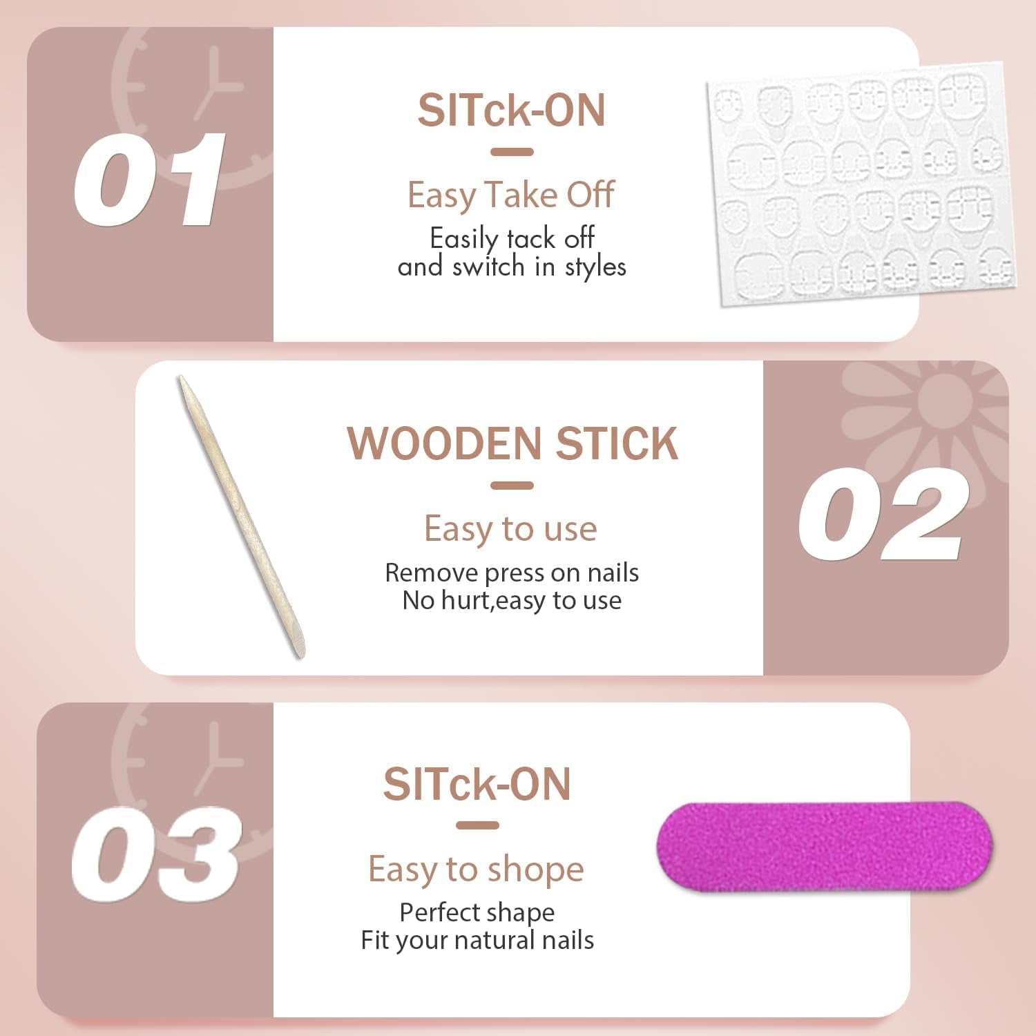 Ongles Chromés Autocollants - Colle Pailletée Brun Amande Moyen Sur Les Ongles Faux Ongles Pailletés Colle Sur Ongles Artificiels Ongles Acryliques Vernis Pour Femme 24 Pièces