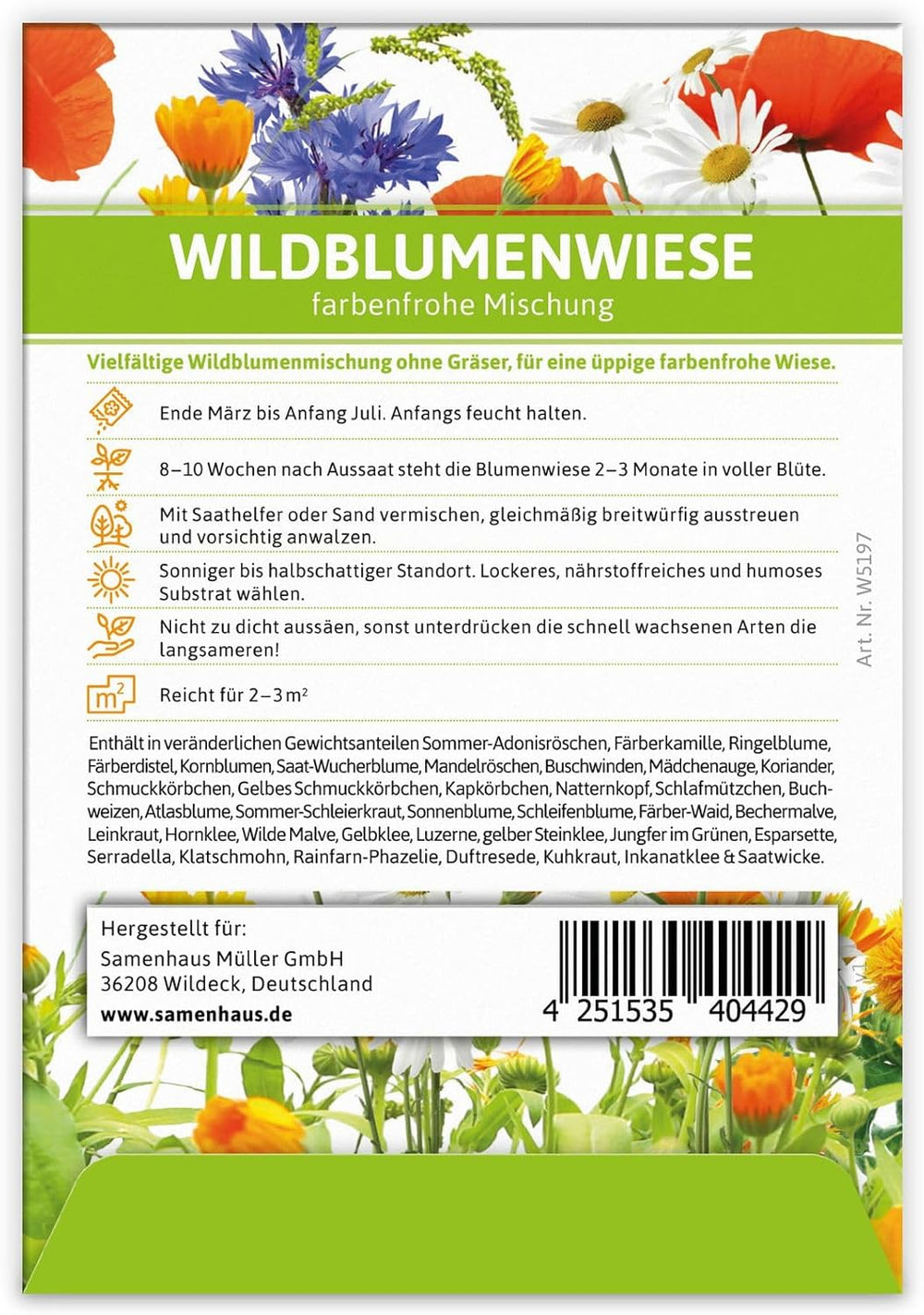 FLORTUS – Wildblumenwiese Samen Für Gastgeschenke & Werbegeschenke (100 Stück) – Bunte Wildblumensamen Mischung Für Bienen, Schmetterlinge & Insekten – Saatgut Für Eine Insektenfreundliche Blumenwiese