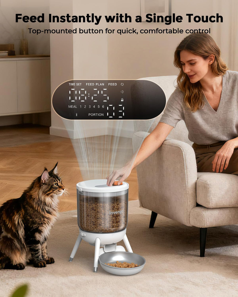 Mangeoire automatique pour chats, Futterautomat Katze mit Zeitsteuerung, 3L Trichter, Doppelstromversorgung, Automatic Trockenfutter für Katzen & Hunde, Katzen Futterautomat, Schwarz (Weiß)