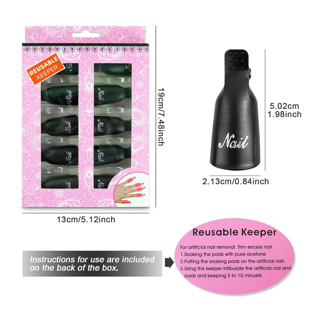 Hanyousheng Pinces à ongles, Clips à ongles, 10 pièces Noir Pinces à ongles, Pinces à ongles, Nails Art Gel Cap, Soak Off Clip Cap UV Gel Poliermittel Entferner Wrap Nail Tool