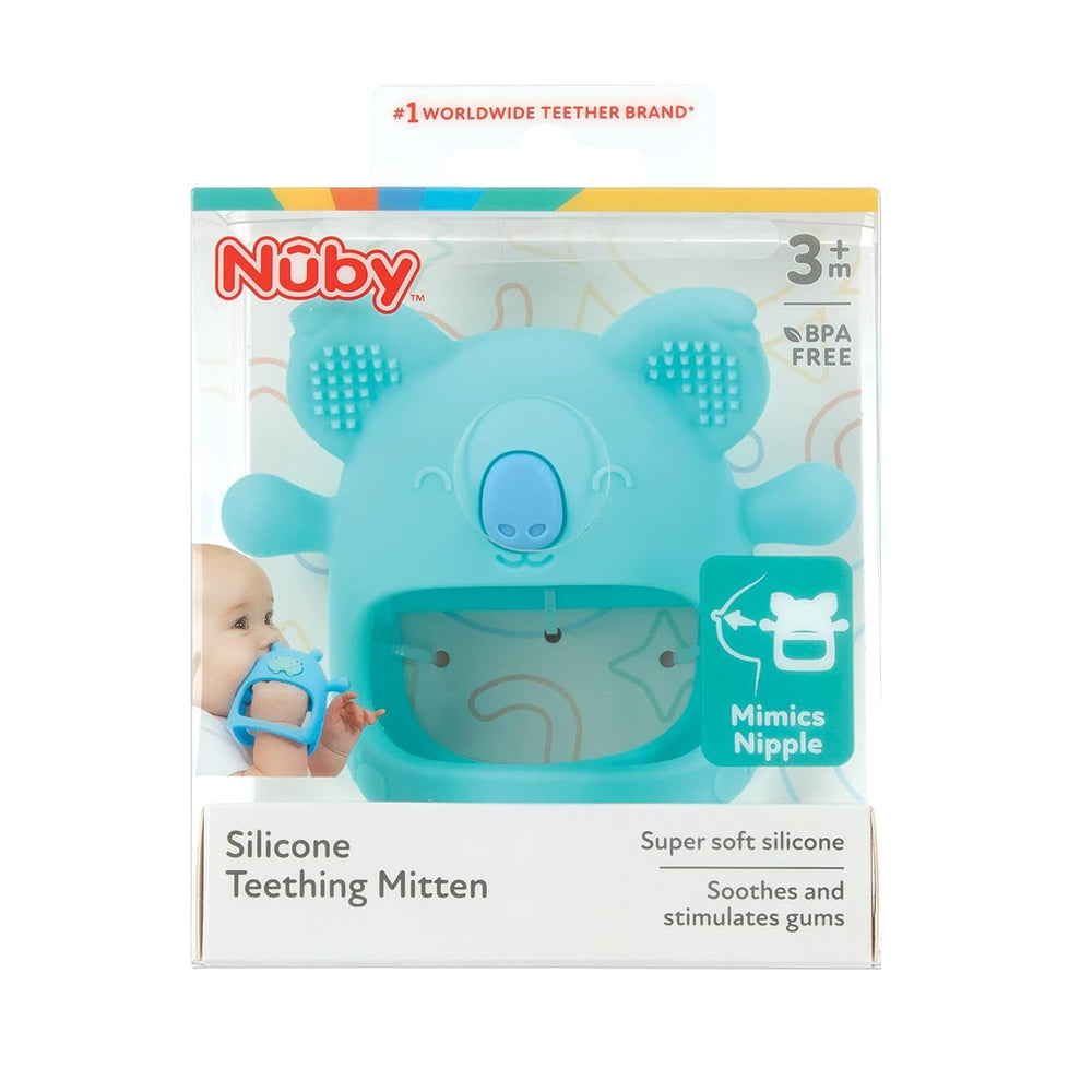 Nuby - Gant dentaire en silicone, sans BPA, Koala bleu, 3 mois et plus