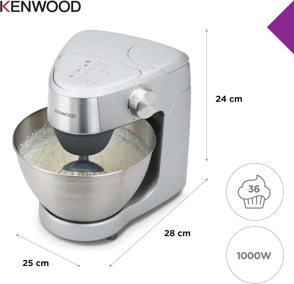Kenwood Prospero+ KHC29A.R0SI Machine de cuisine, 4,3 L Edelstahlschüssel, Inkl. 10-Teiligem Zubehör-Set Mit Fleischwolf, Glas-Mixer, Zitruspresse, Entsafter Und Mehr, Inkl. Easyweigh Waage, 1000W, Argent Mère et Enfant Naty Shop
