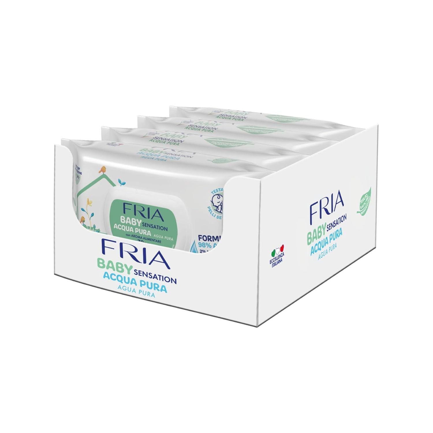 Lingettes humides à l'eau pure Baby Sensation, formulées avec de l'eau purifiée à 98 % pour le nettoyage de la peau, testées dermatologiquement, paquet économique de 840 lingettes