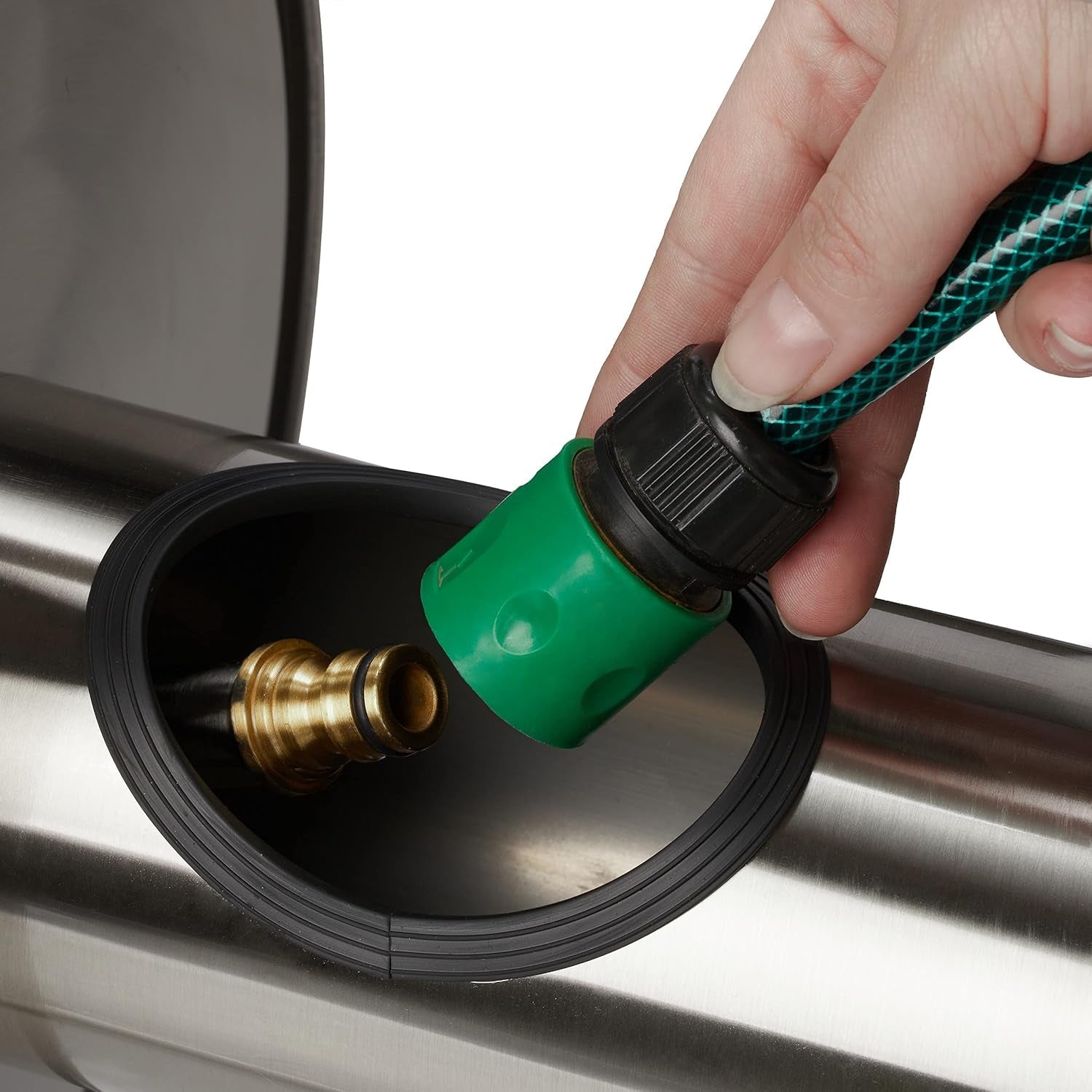 Relaxdays Enrouleur de Tuyau en Acier Inoxydable, Enrouleur de Tuyau Vide, Support au Sol et Mural, pour Tuyau d'arrosage de 40 M, Enrouleur de Tuyau, Argent, 43,5 x 43,5 x 31,5 cm