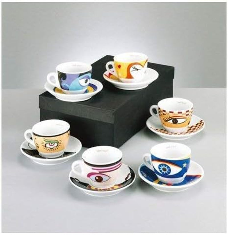 Zeller 26510 Ensemble de tasses à expresso, 12 pièces, Magic Eyes, blanc