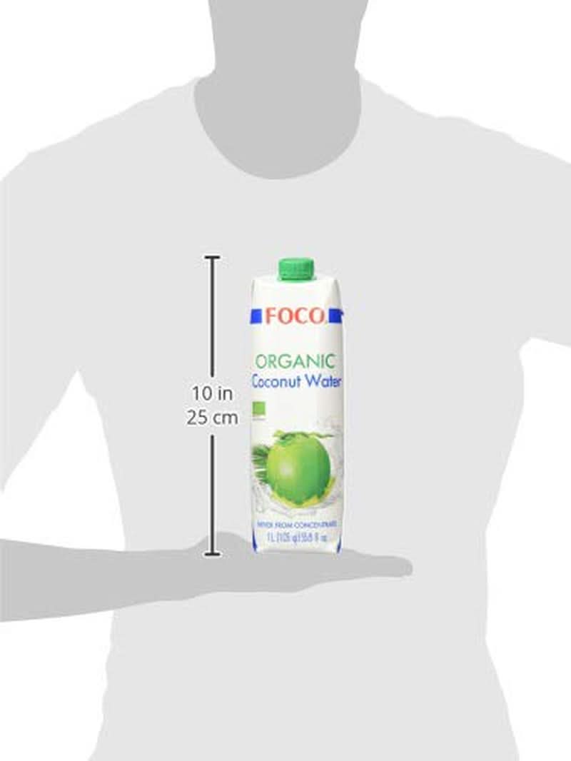 FOCO Eau de Coco Bio Boisson Sportive Rafraîchissante Pure 100% Eau de Coco - 6 X 1 Litre Naty Shop