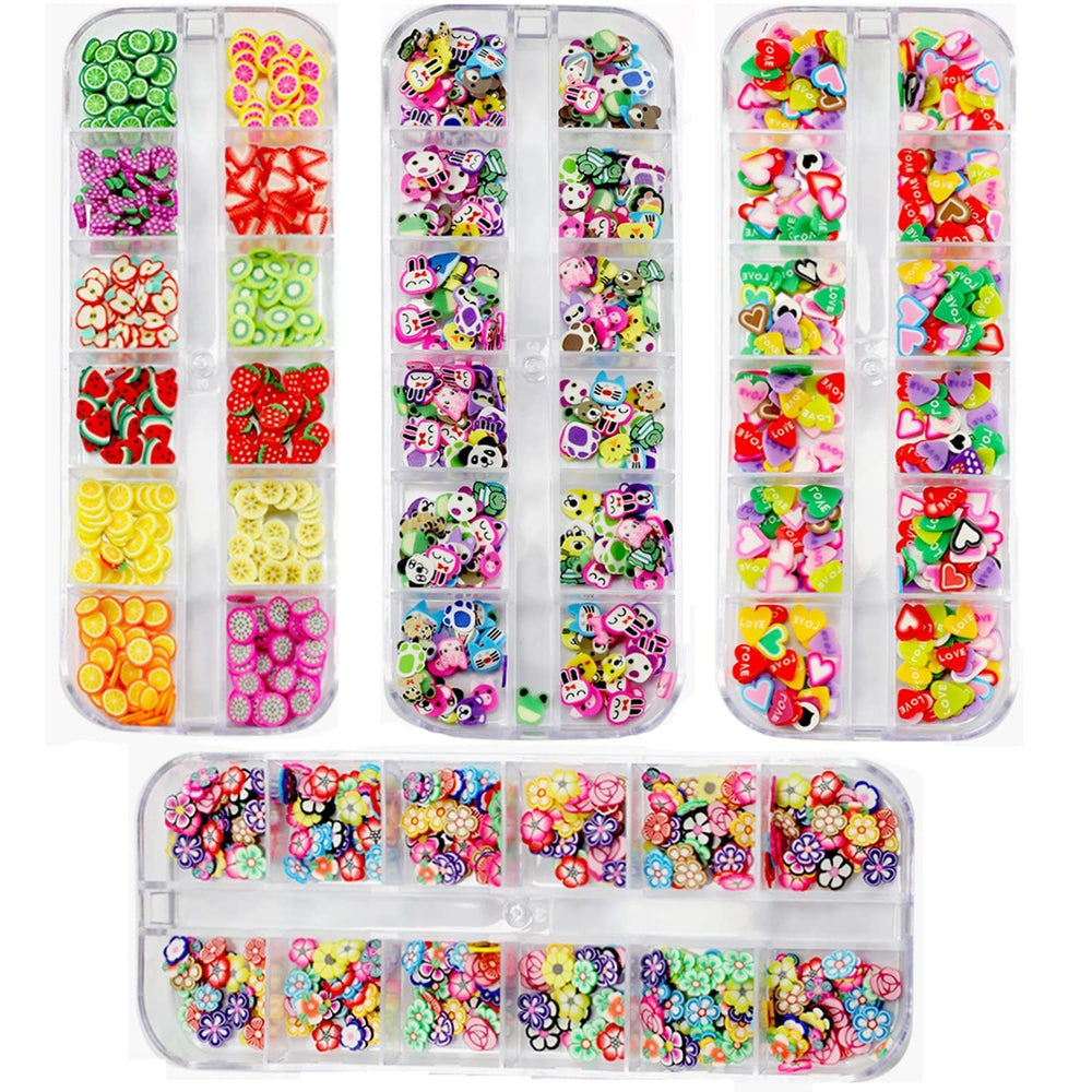 4 Set Nagel Obst Scheiben, Basicon Niedliche Obst Polymer Scheiben Obst Scheibe Nail Nagel 3D Obstscheibe Nail Art Slice For DIY Liefert Maniküre Dekoration Schleim Zubehör Nageldekorationen, 4 Stile