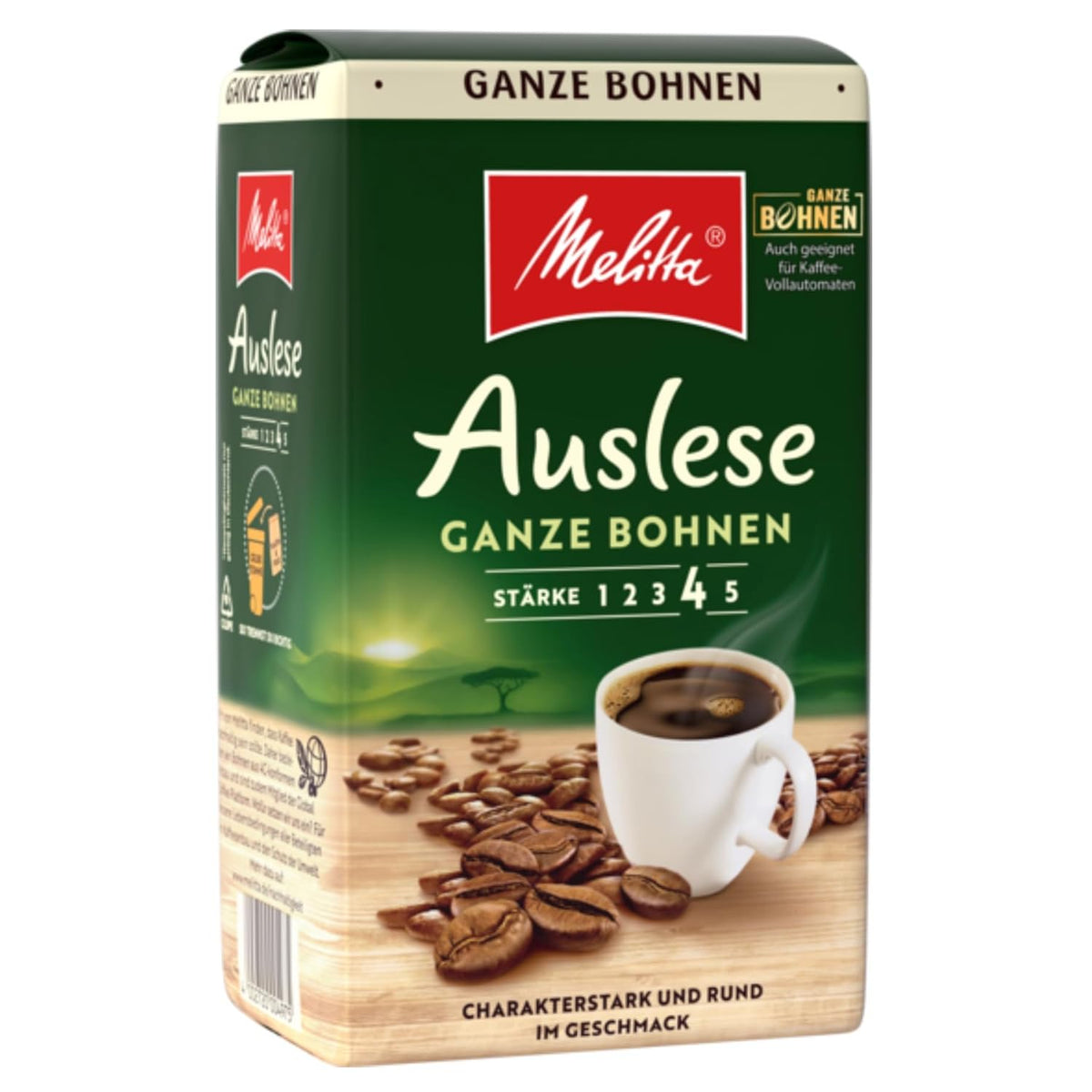 Melitta Auslese Filter-Kaffee 500g, Whole Kaffee-Bohnen, Bohnen für Filterkaffeemaschinen, starke Röstung, geröstet in Deutschland