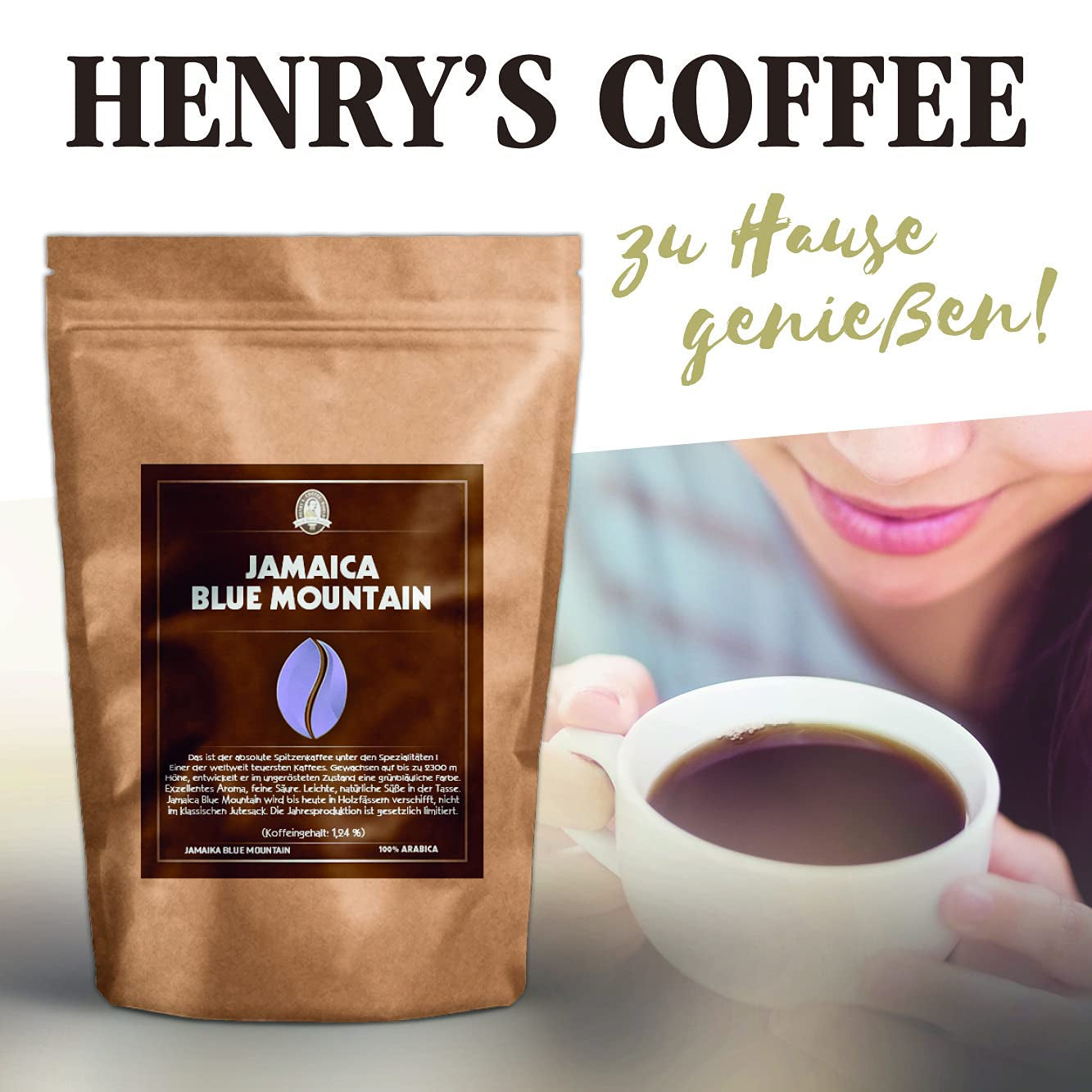 Henry's Kaffee Jamaica Blue Mountain 250g - Kaffeerarität - excellent Aroma - fine Säure - handwerklich geröstet - Premium Kaffeebohnen