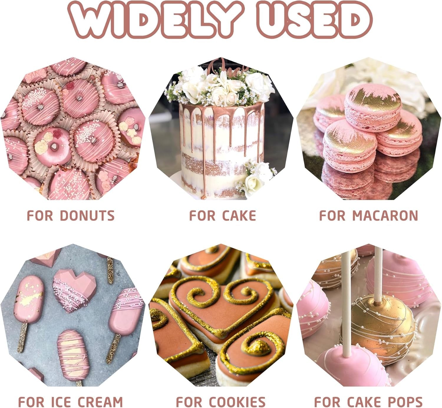 Paillettes comestibles liquides – 6 couleurs métalliques, poudre de paillettes comestibles liquides pour décoration de gâteaux, pâtisserie, macarons – colorant alimentaire métallique, couleurs pailletées pour biscuits, fondants, gâteaux, muffins