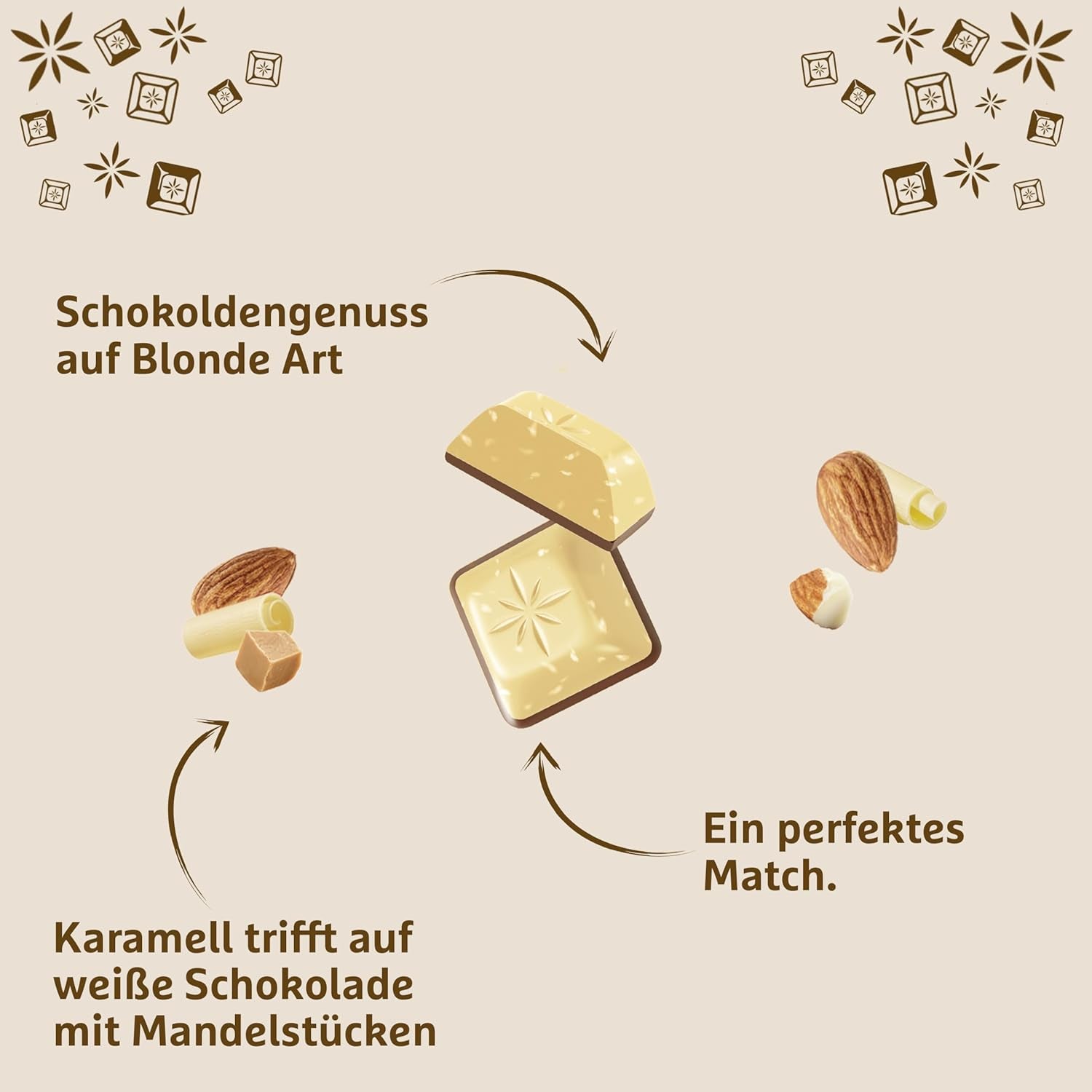 Schogetten Amande Blonde | Chocolat blanc aux éclats de caramel et d'amandes | 100g | Idéalement portionné (paquet de 2)